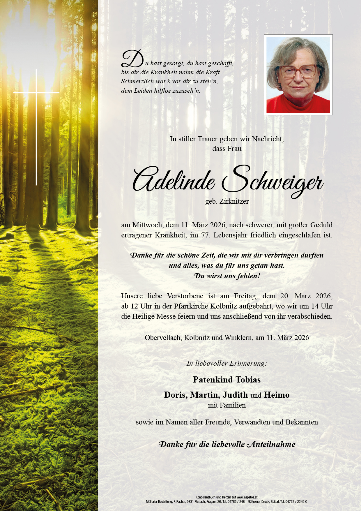 Traueranzeige von Adelinde Schweiger