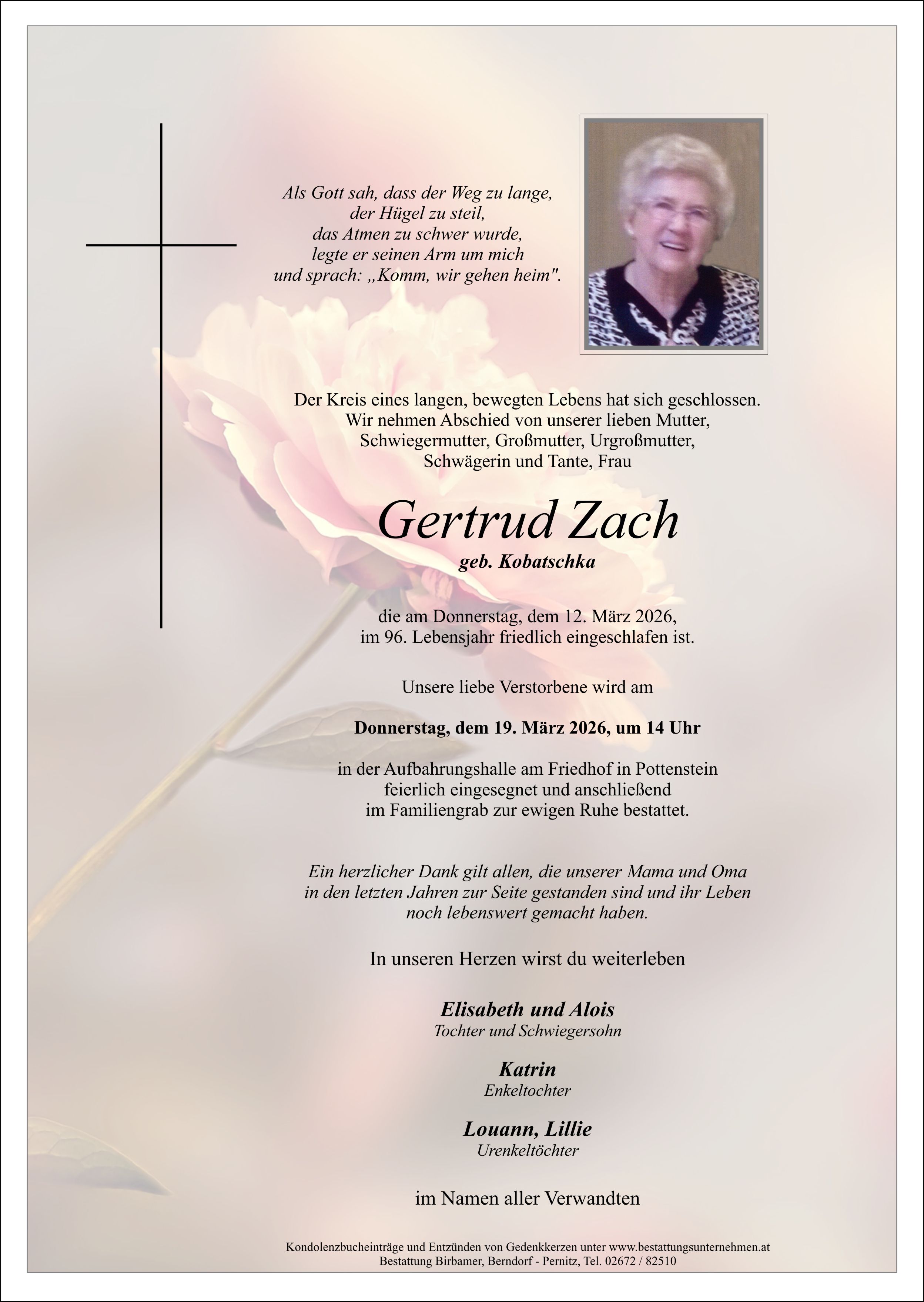 Traueranzeige von Gertrud Zach