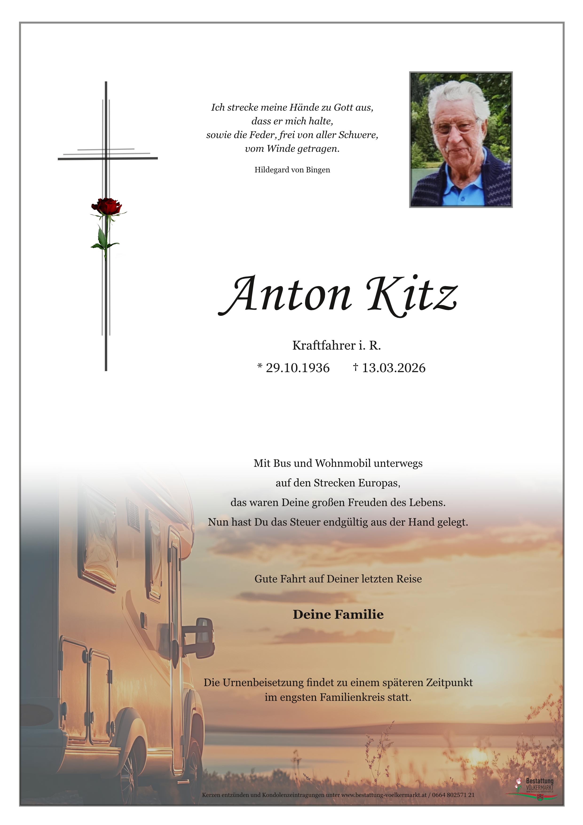 Traueranzeige von Anton Kitz