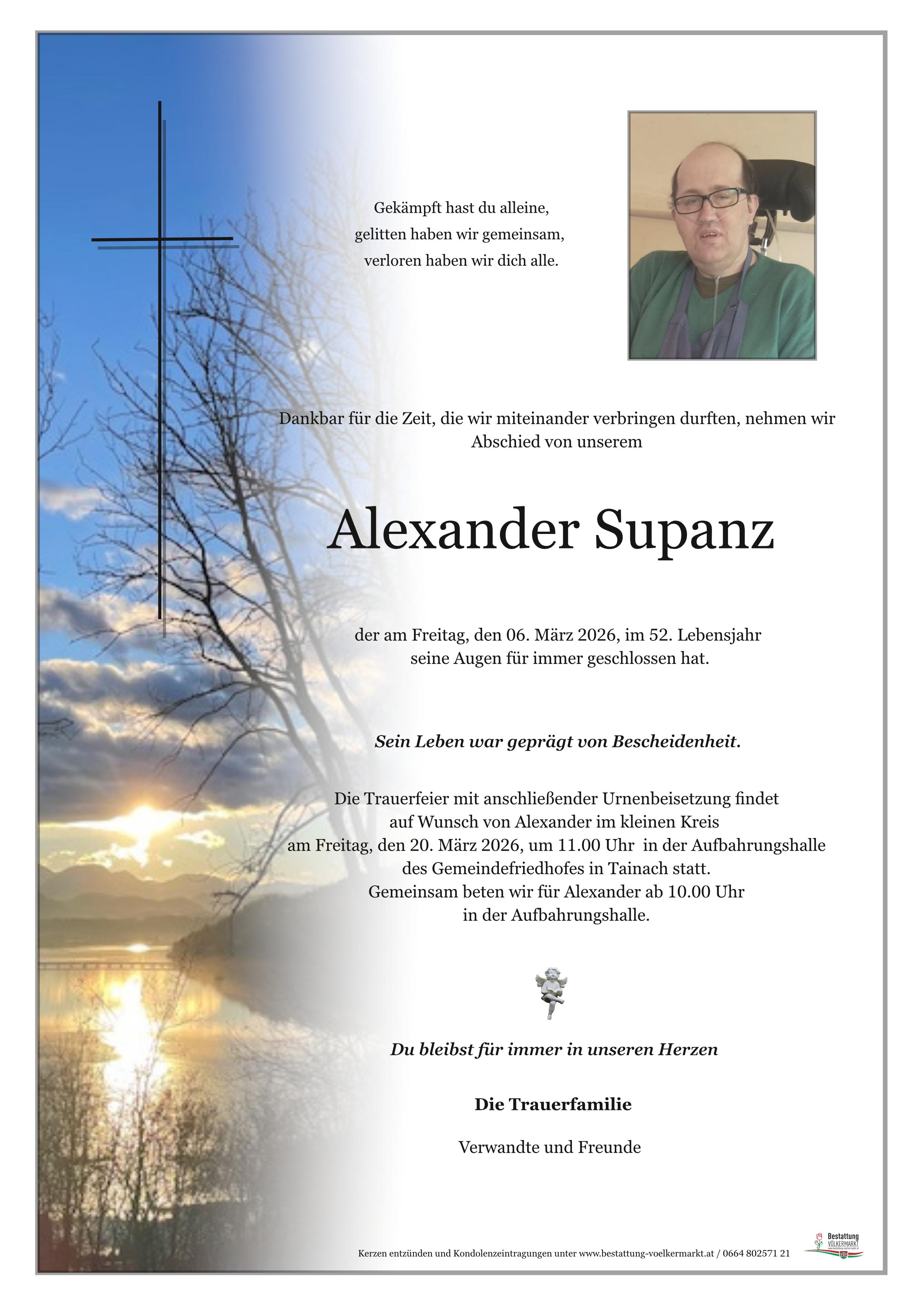 Traueranzeige von Alexander Supanz