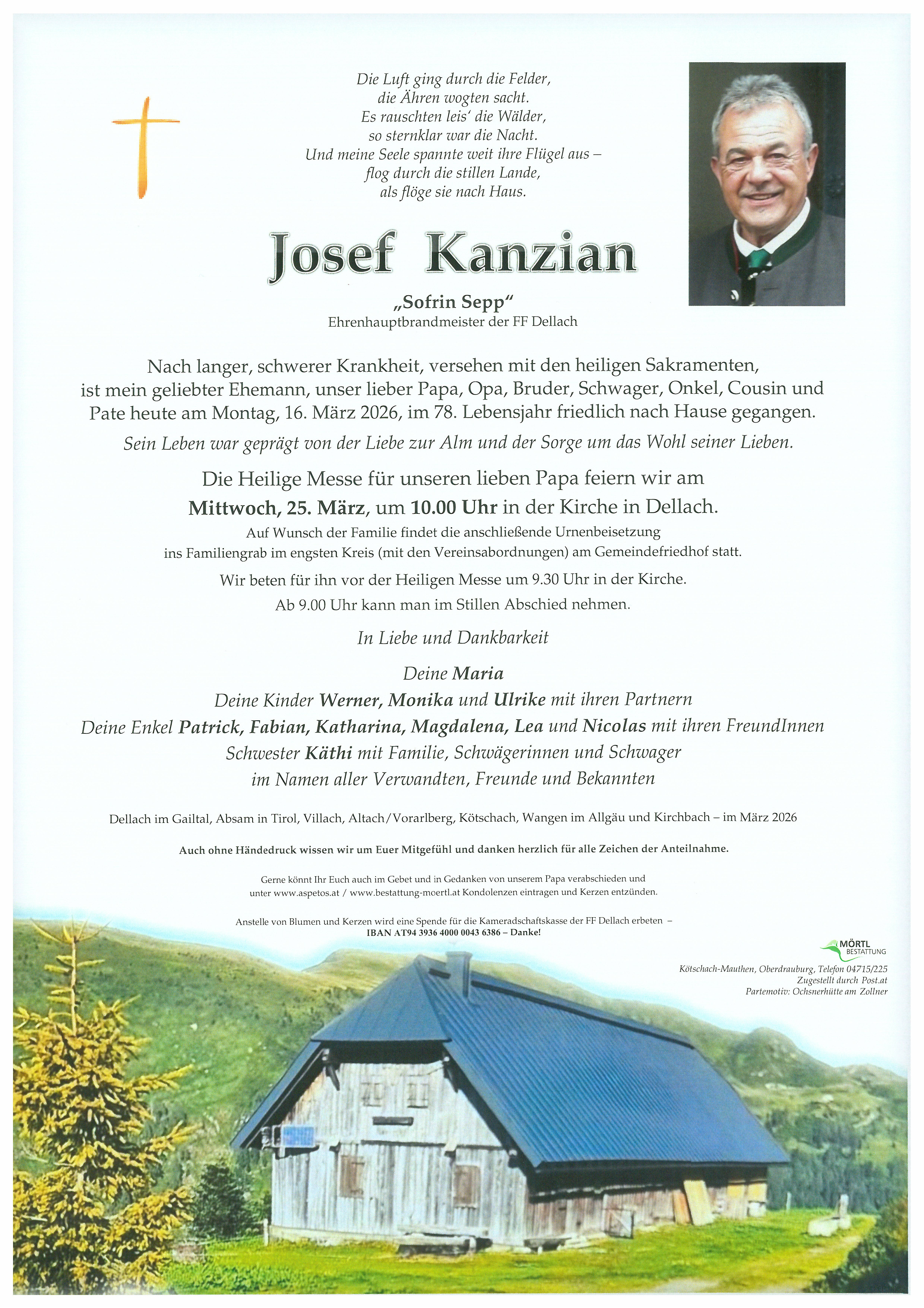 Traueranzeige von Josef Kanzian