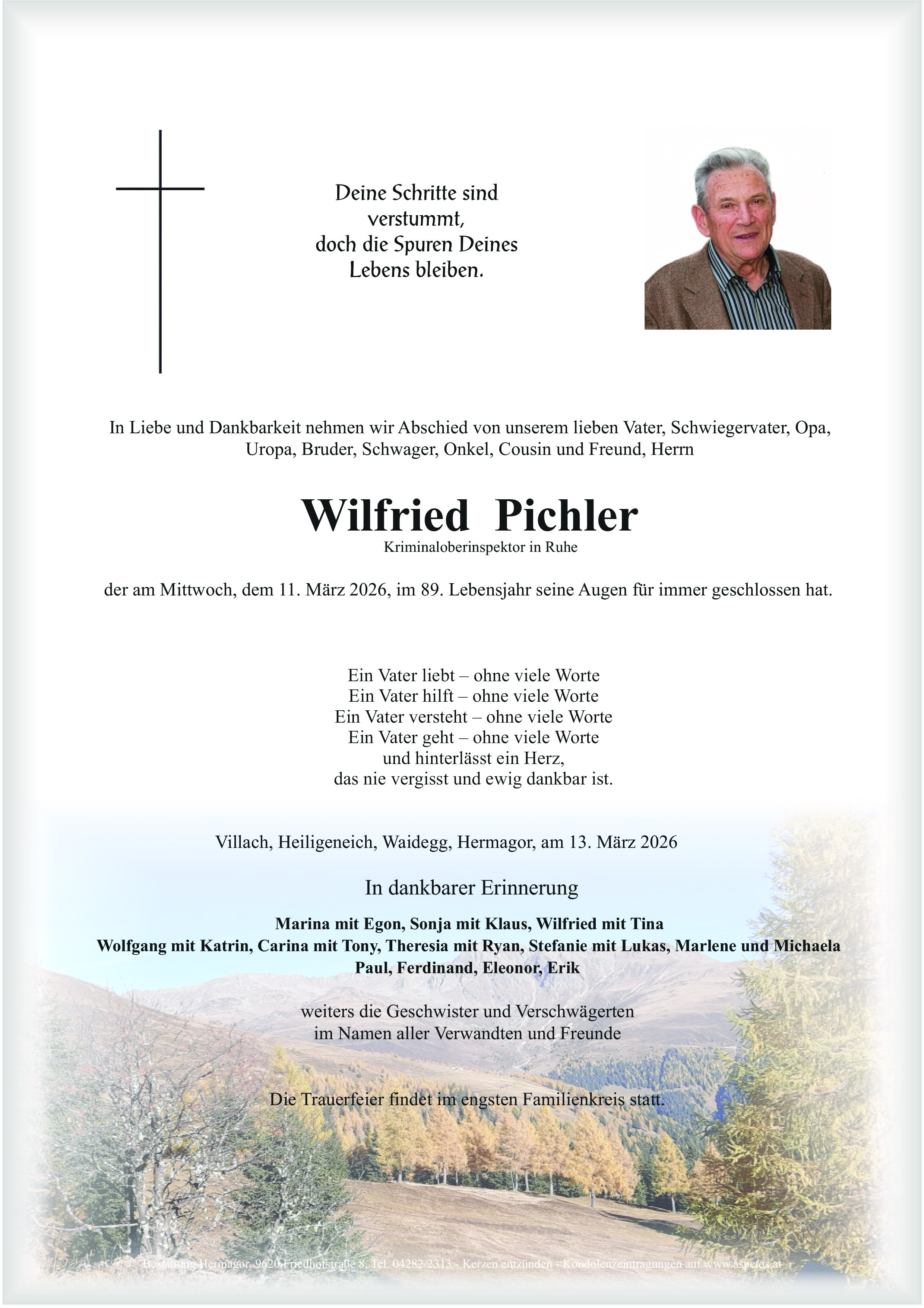 Traueranzeige von Wilfried Pichler