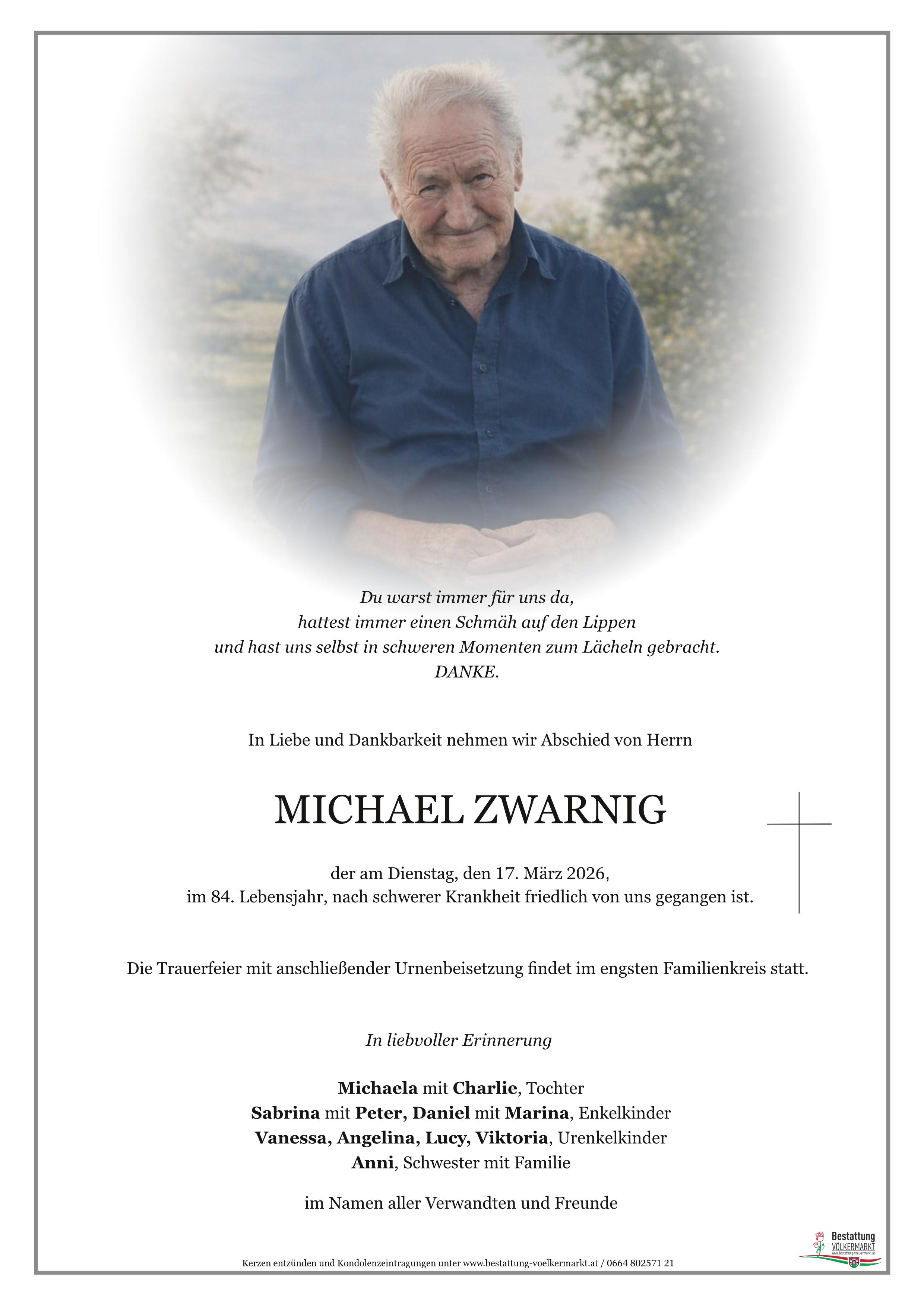 Traueranzeige von Michael Zwarnig