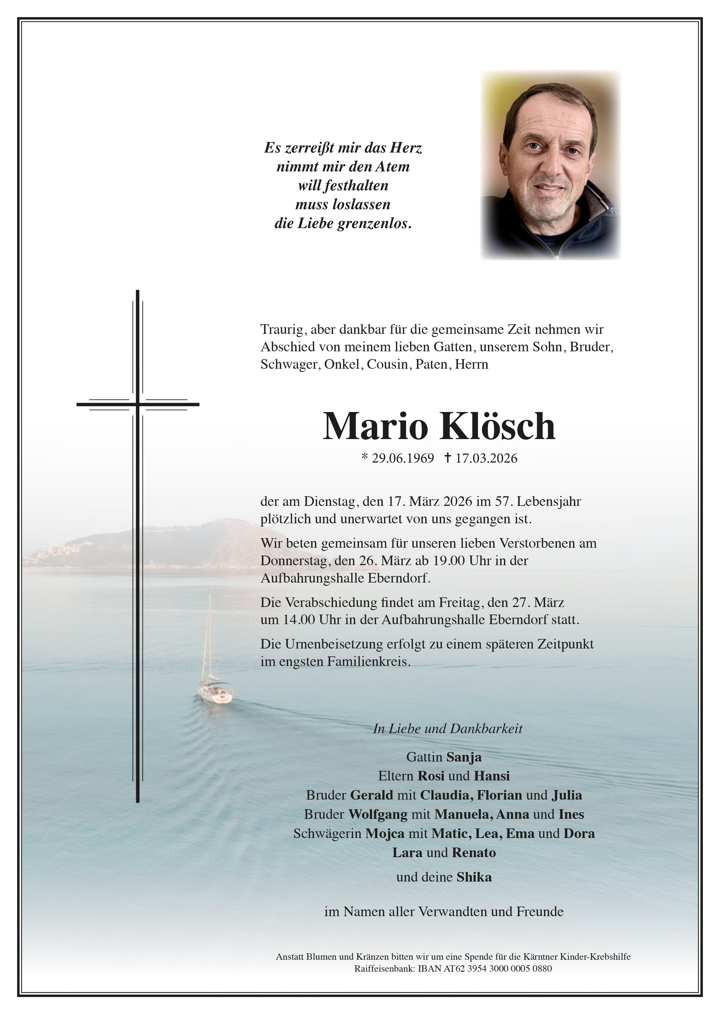 Traueranzeige von Mario Klösch