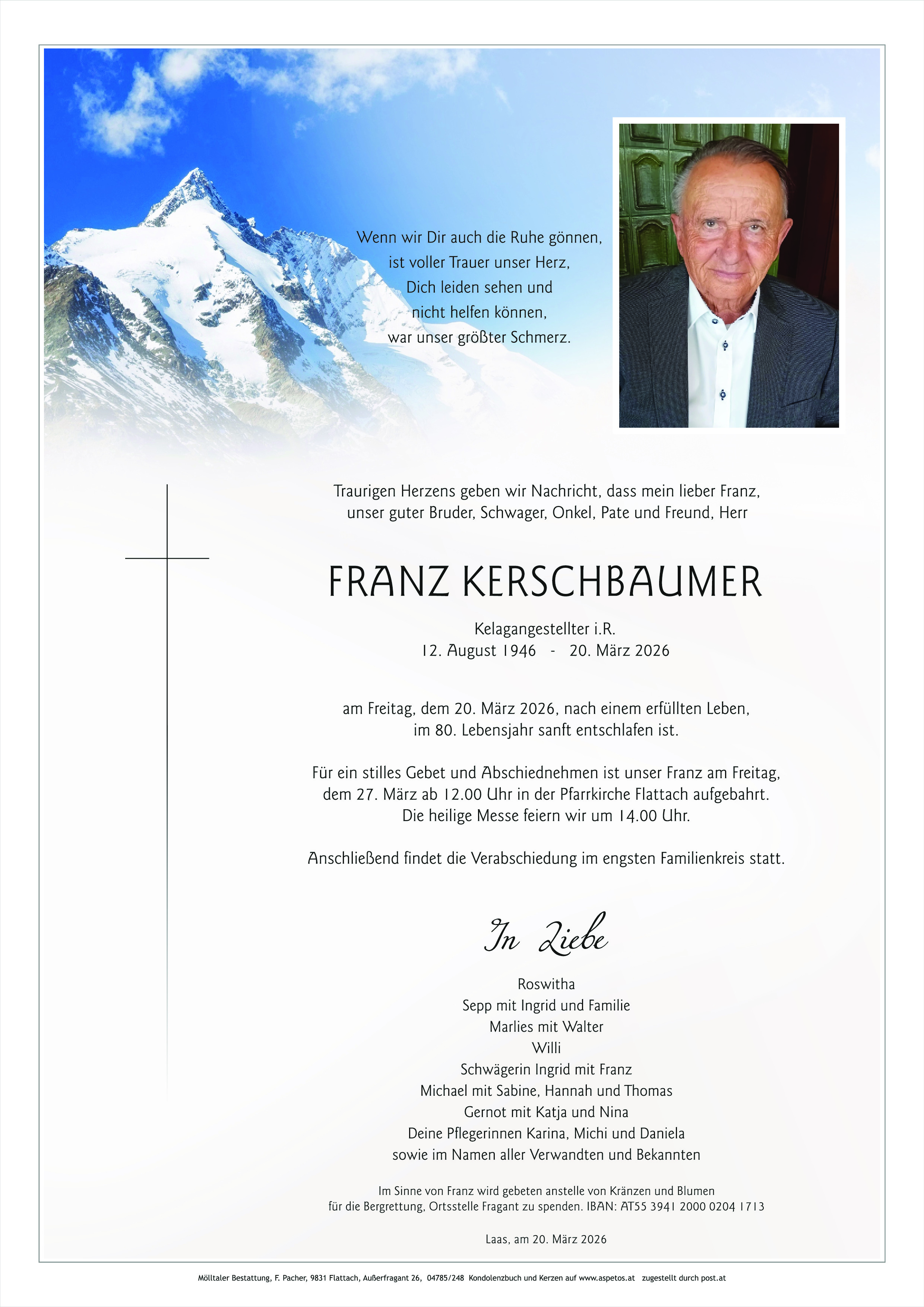Traueranzeige von Franz Kerschbaumer