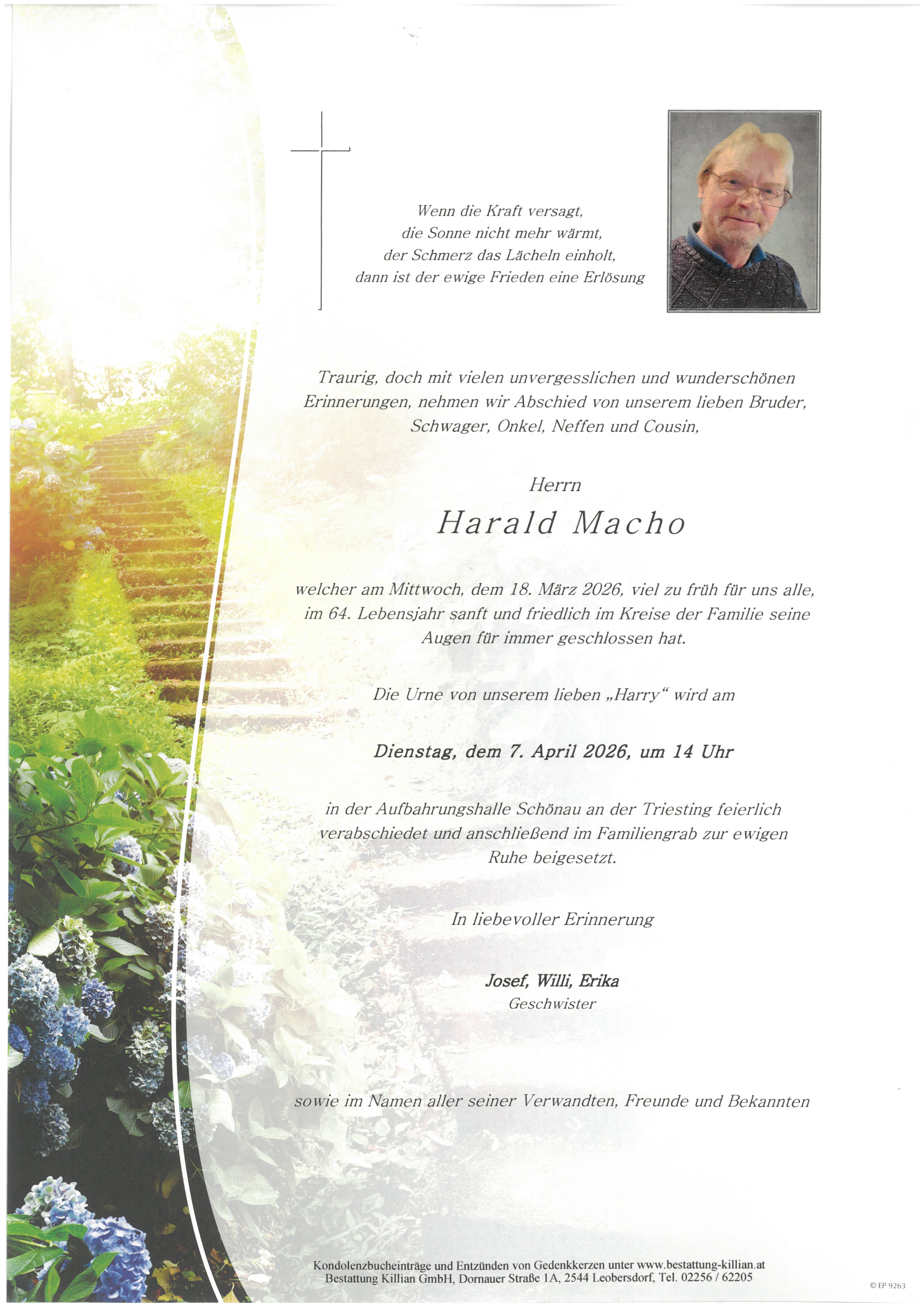 Traueranzeige von Harald Macho