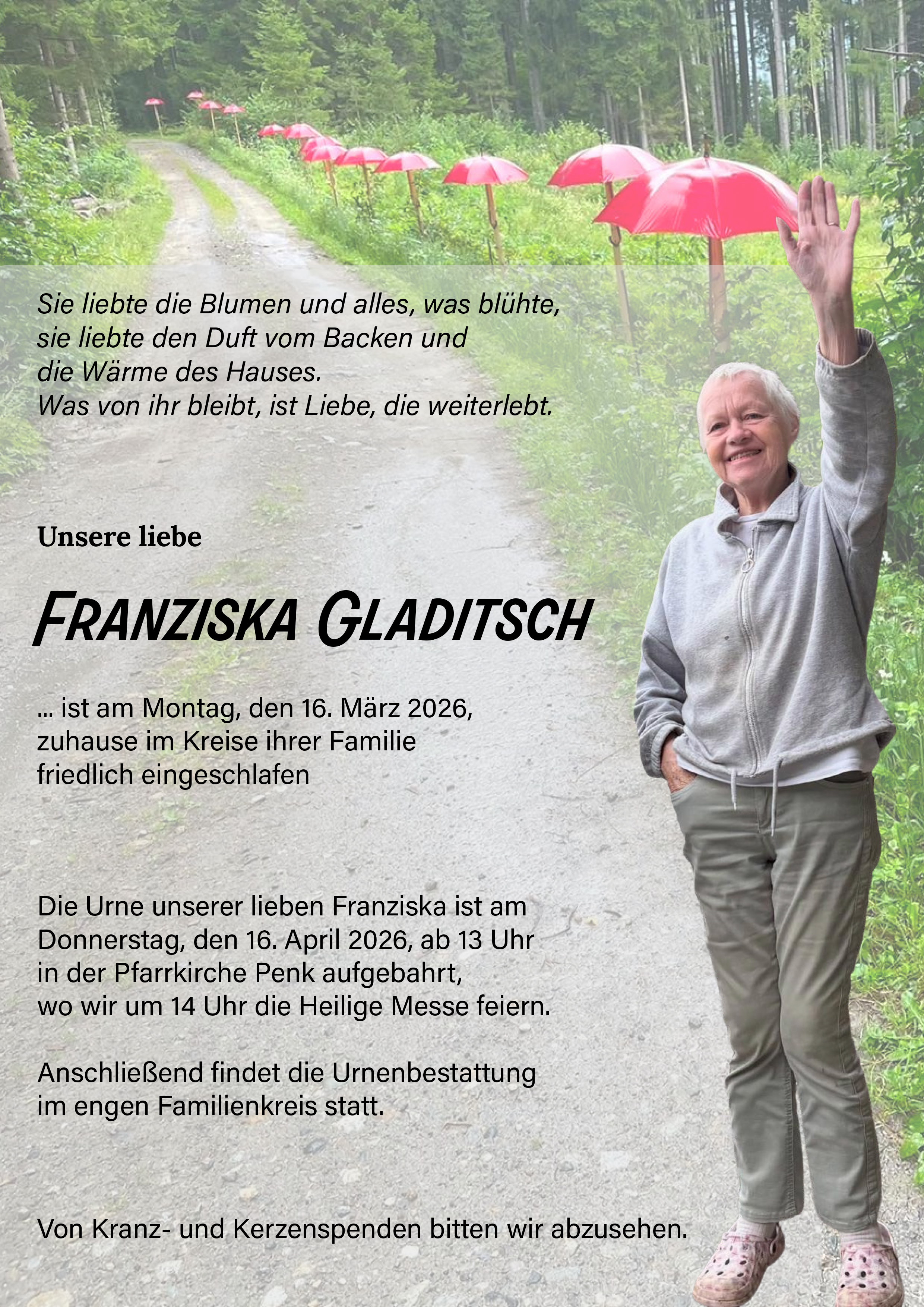 Traueranzeige von Franziska Gladitsch