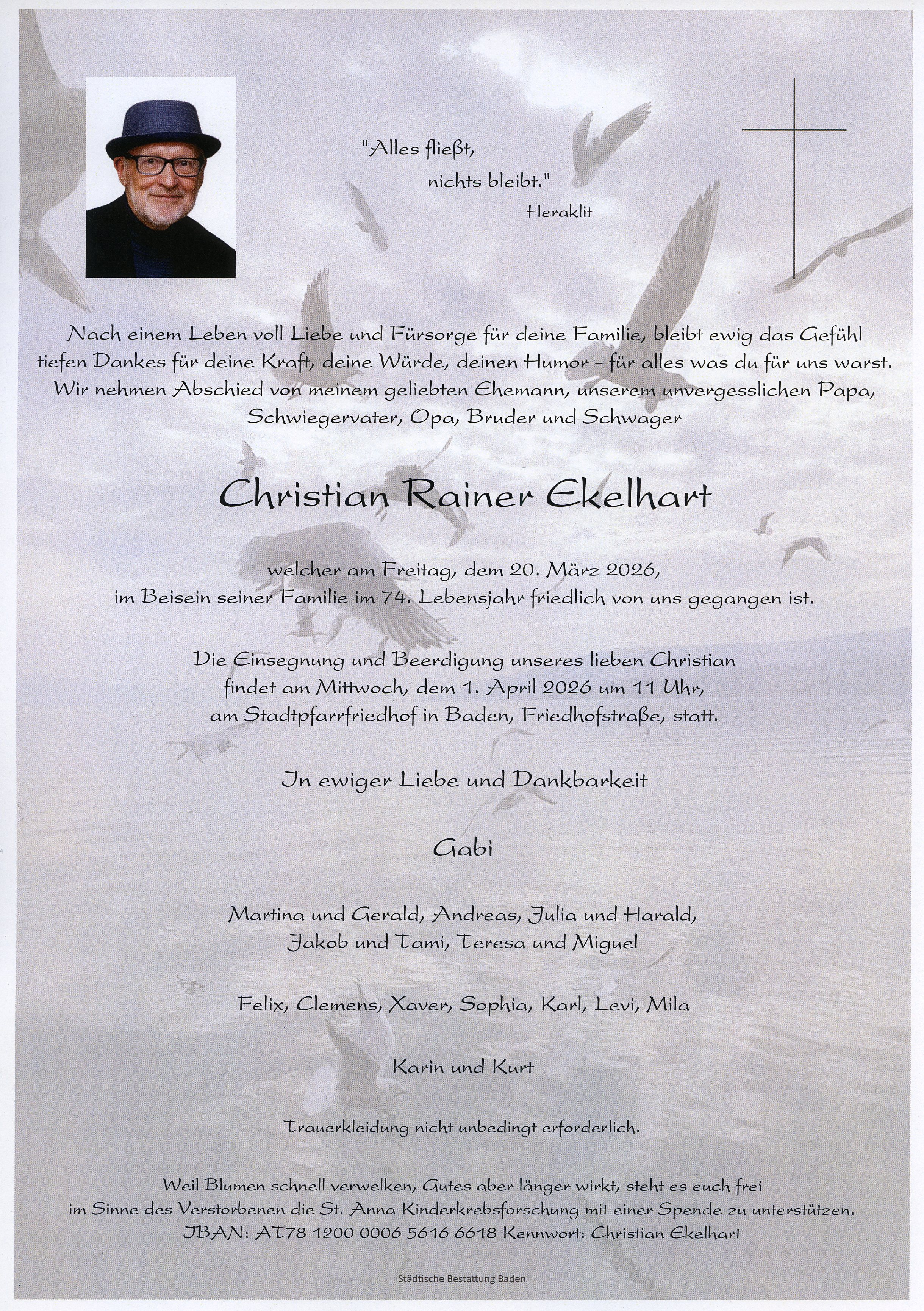 Traueranzeige von Christian Ekelhart