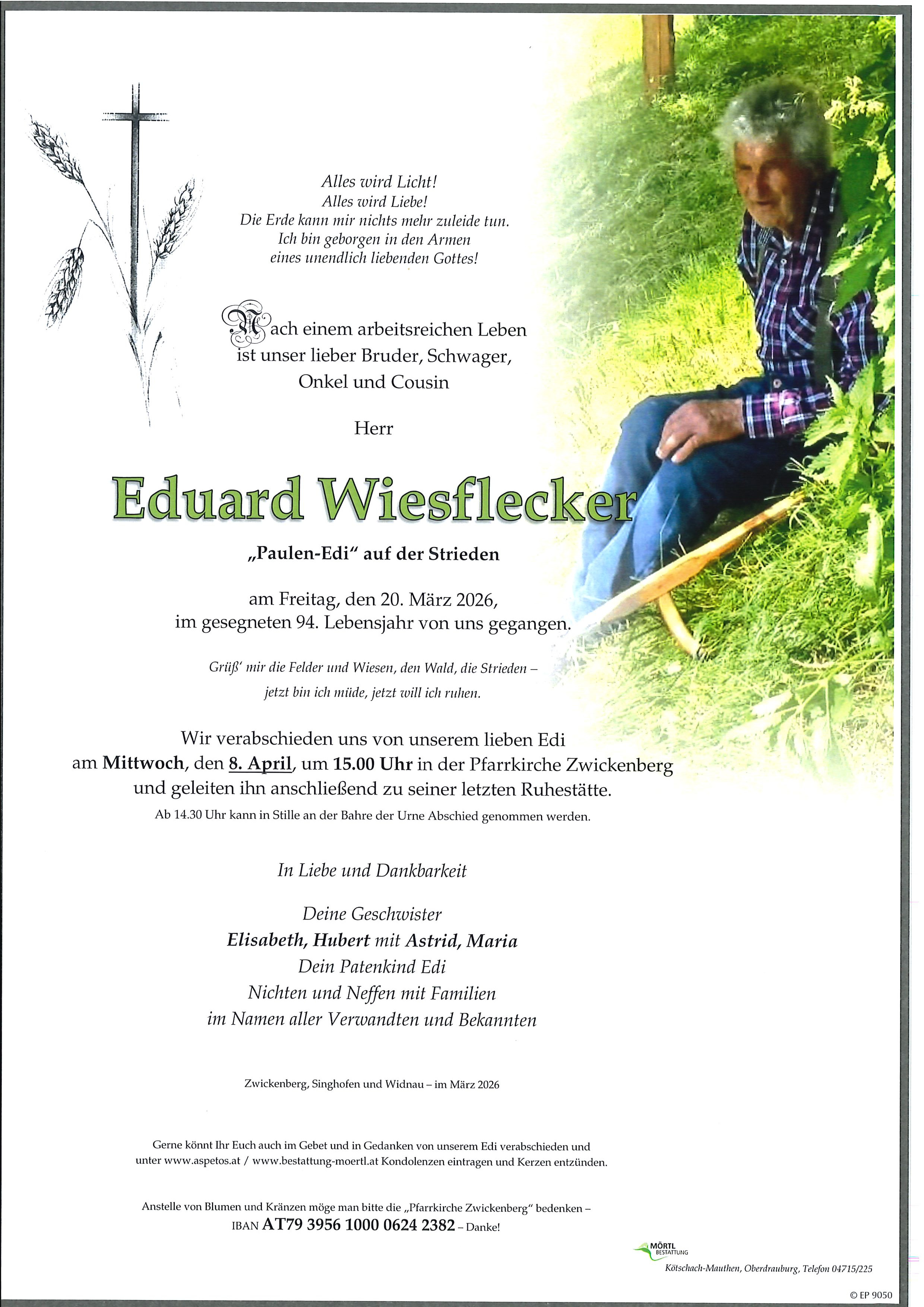 Traueranzeige von Eduard Wiesflecker