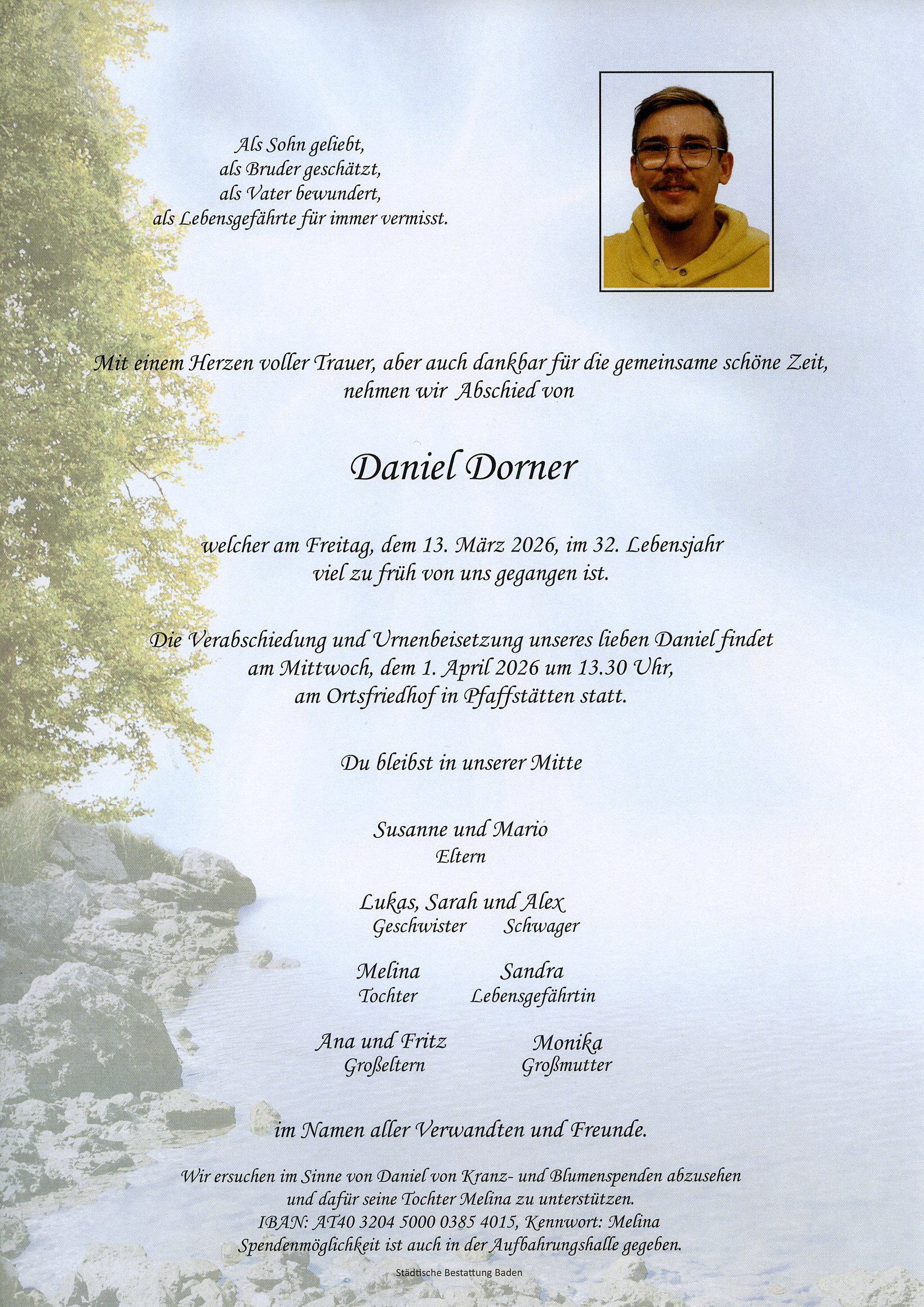 Traueranzeige von Daniel Dorner