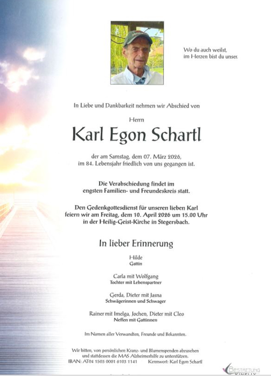 Traueranzeige von Karl Egon Schartl