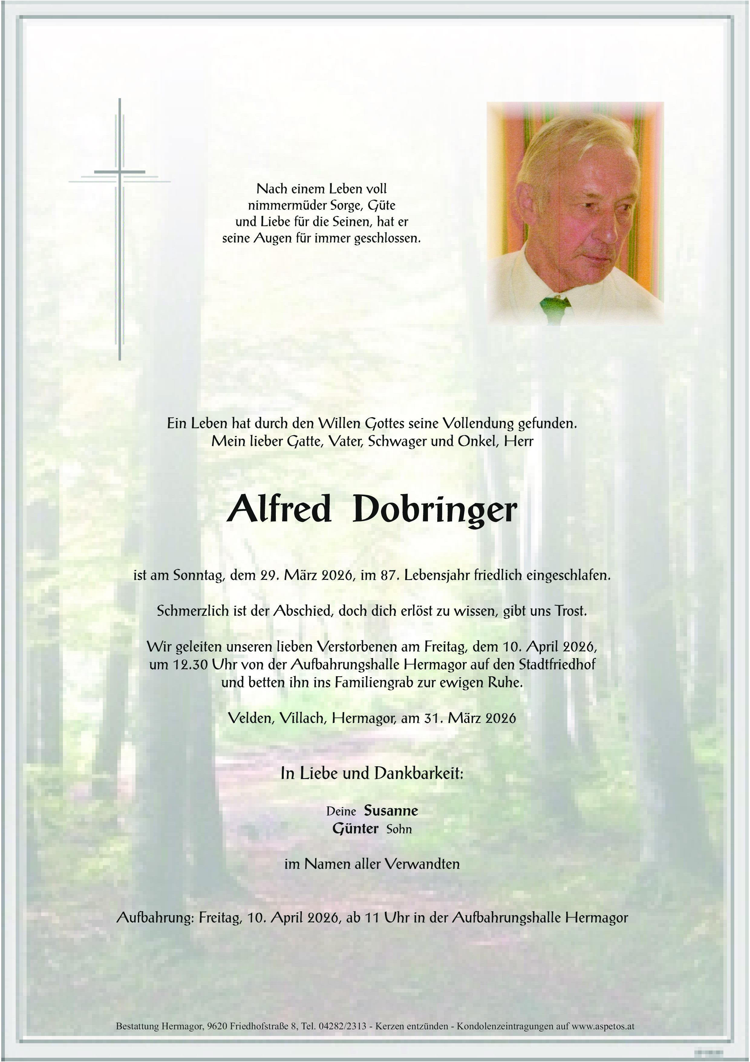 Traueranzeige von Alfred Dobringer