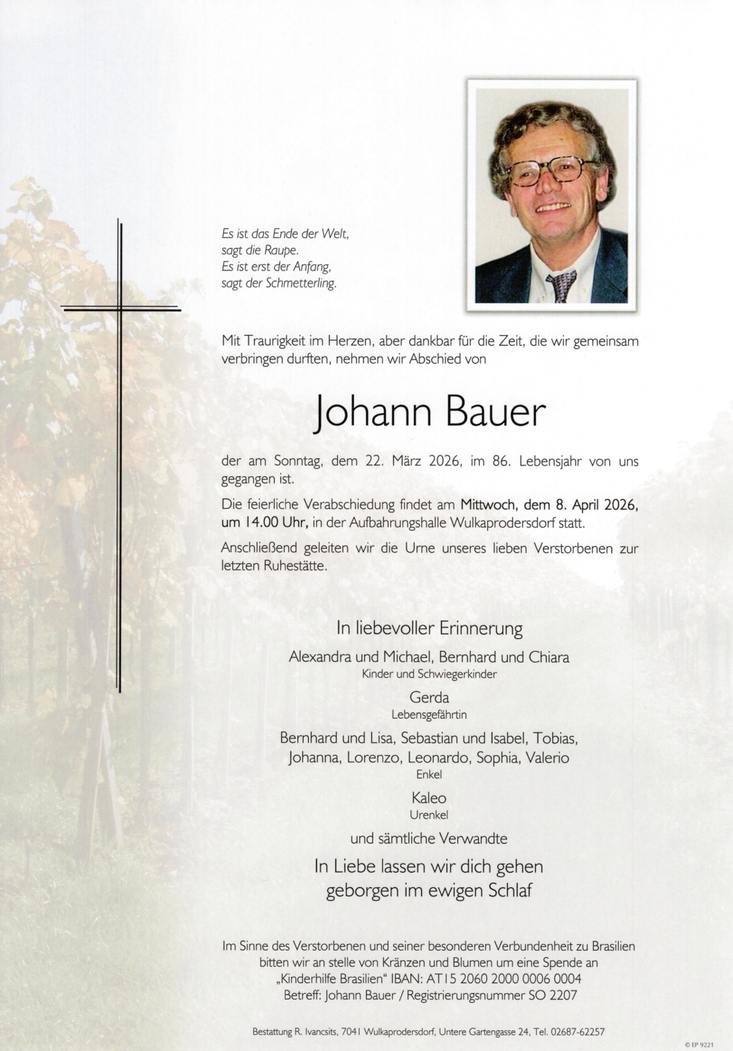 Traueranzeige von Johann Bauer