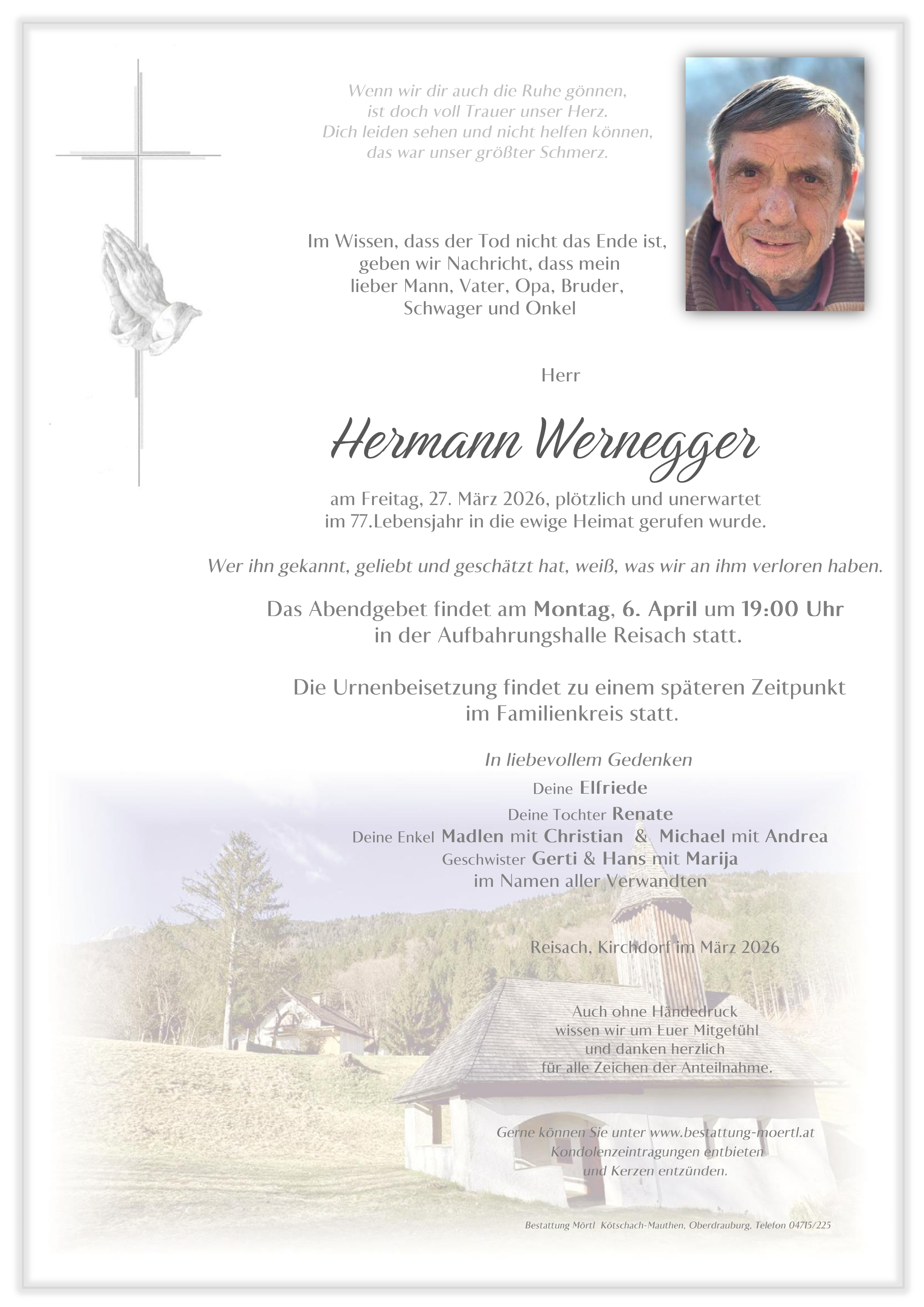 Traueranzeige von Hermann Wernegger