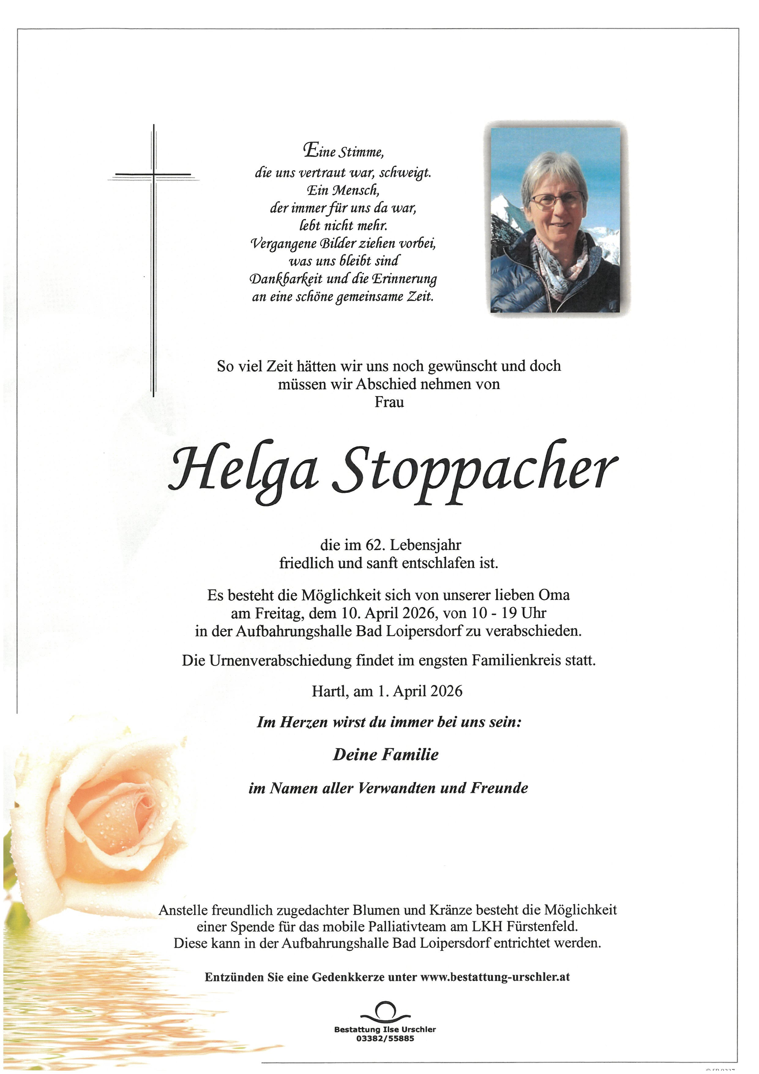 Traueranzeige von Helga Stoppacher