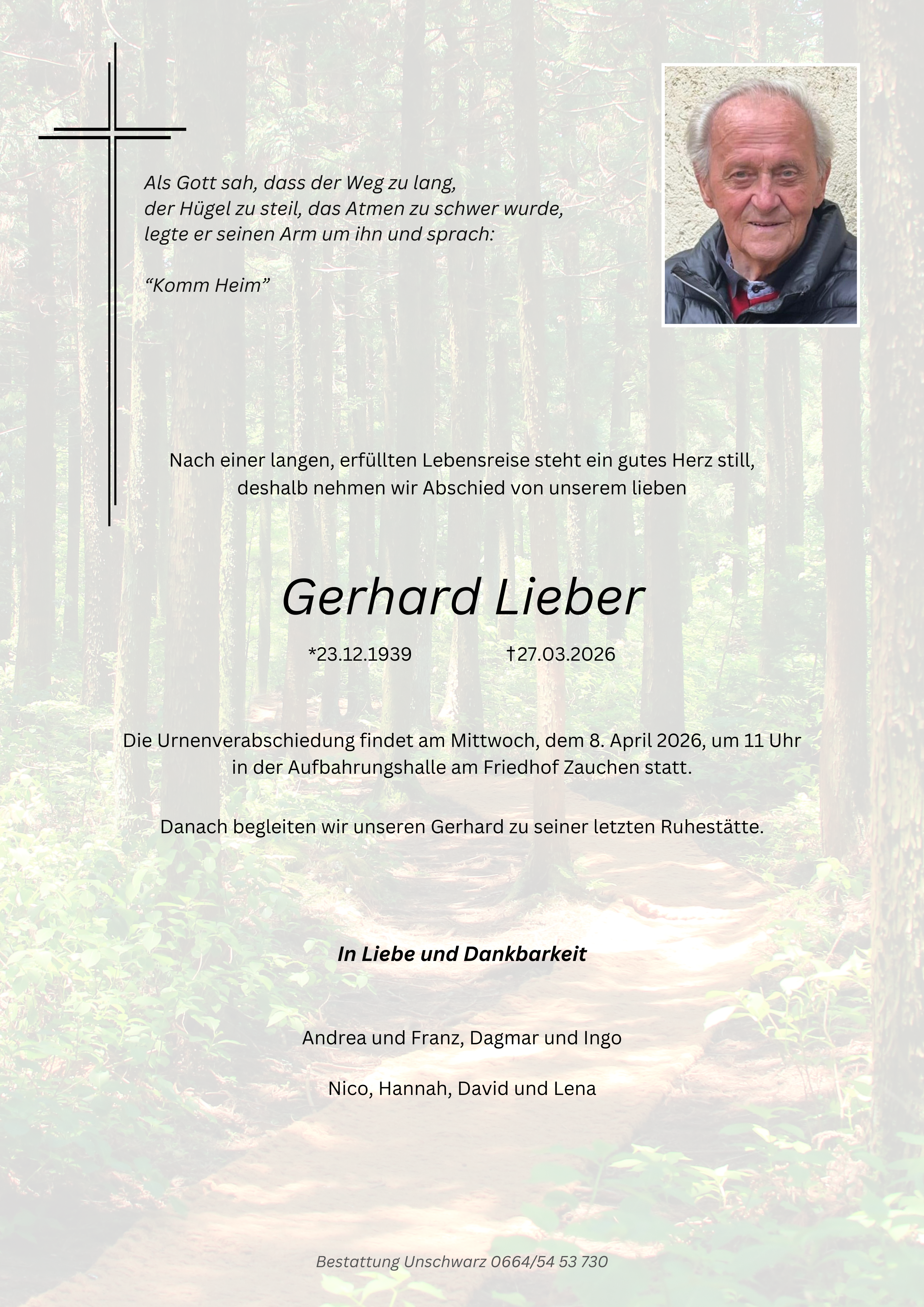 Traueranzeige von Gerhard Lieber