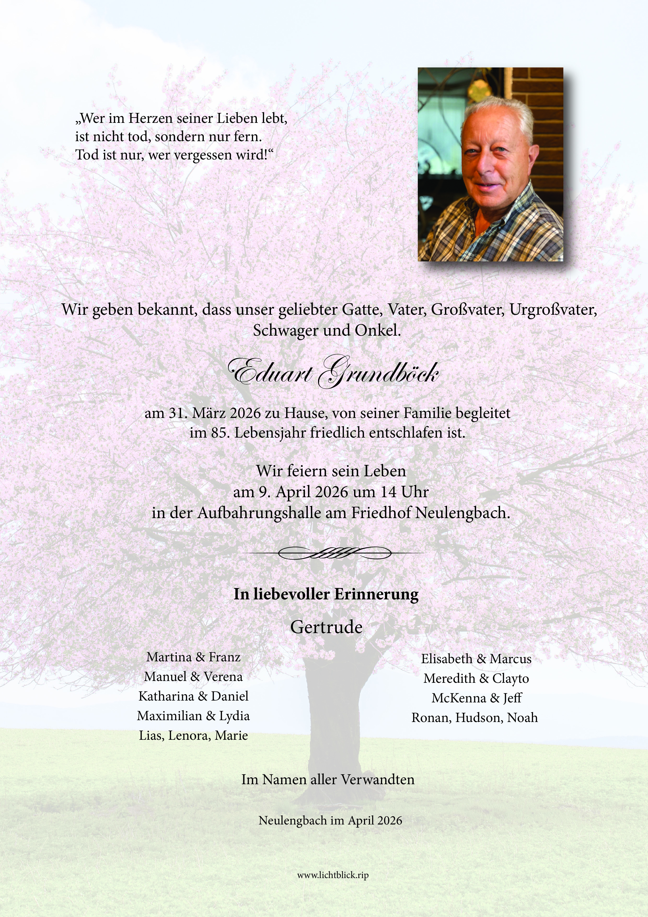 Traueranzeige von Eduart Grundböck