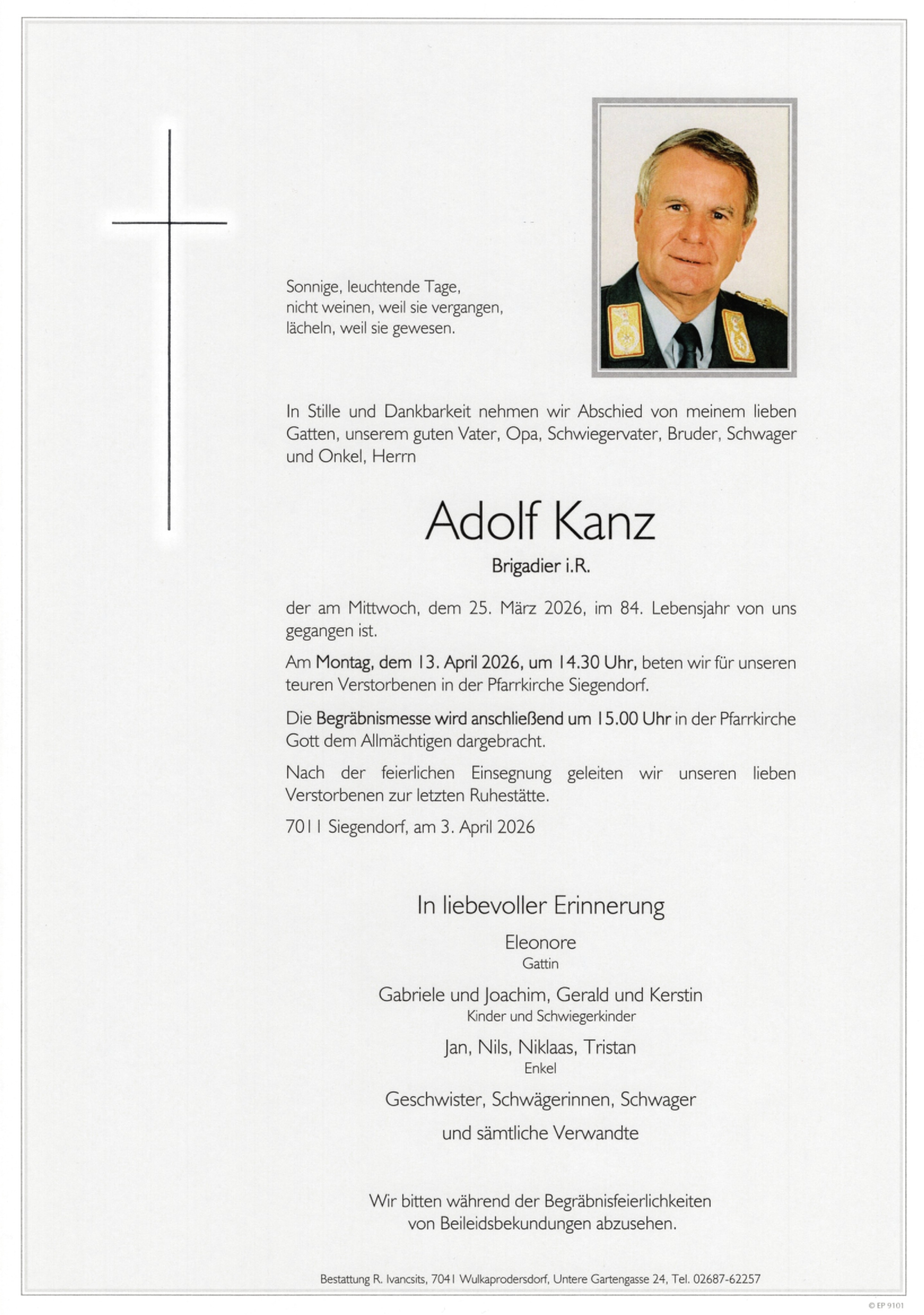 Traueranzeige von Adolf Kanz