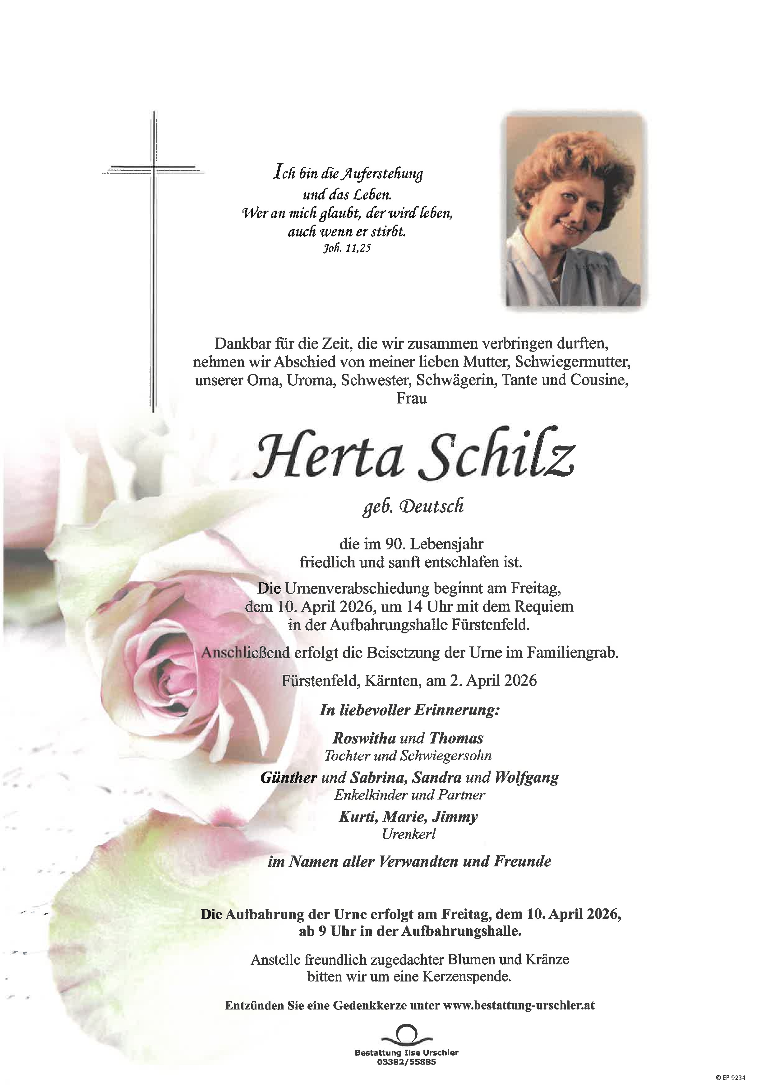 Traueranzeige von Herta Schilz
