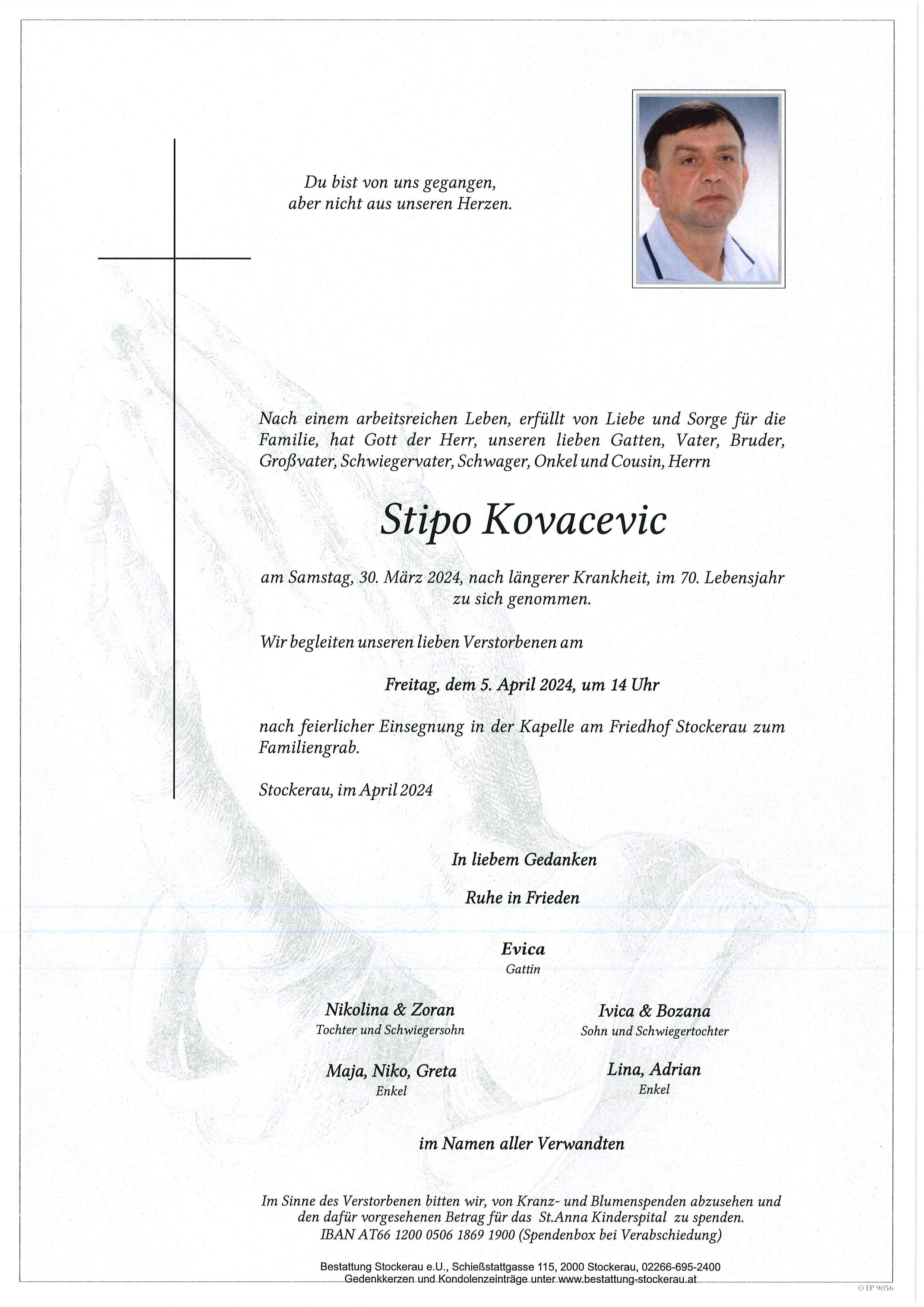 Traueranzeige von Stipo Kovacevic