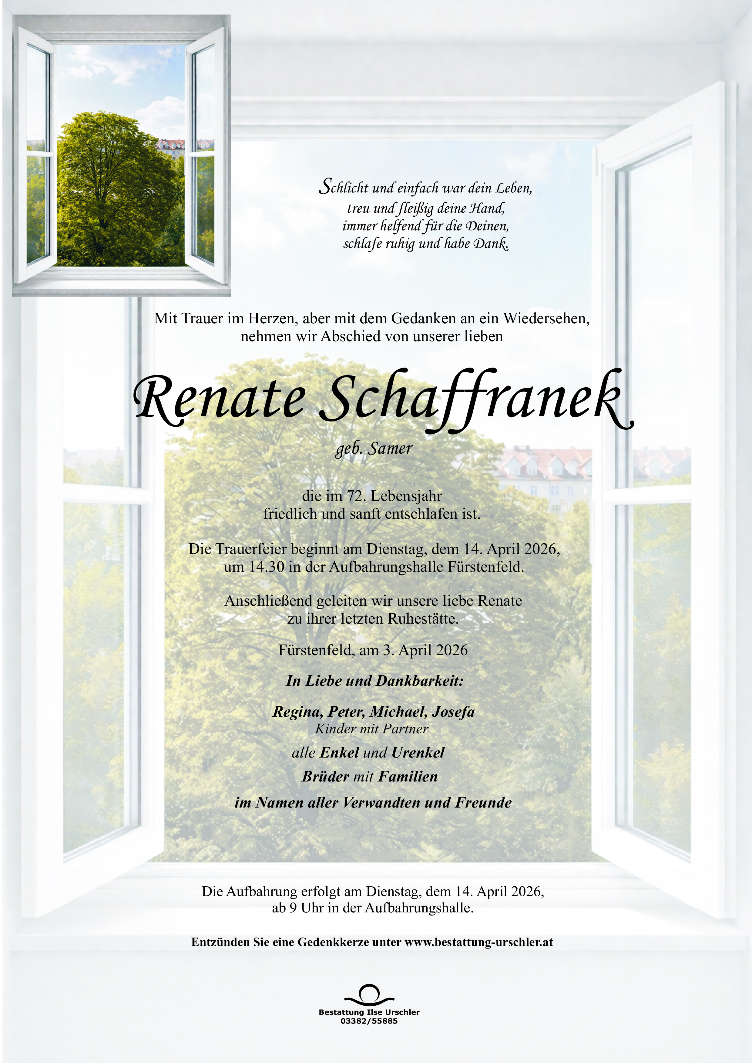 Traueranzeige von Renate Schaffranek