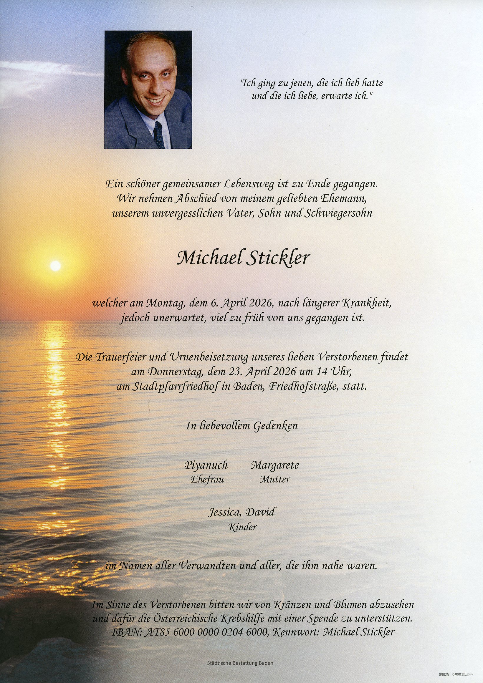 Traueranzeige von Michael Stickler