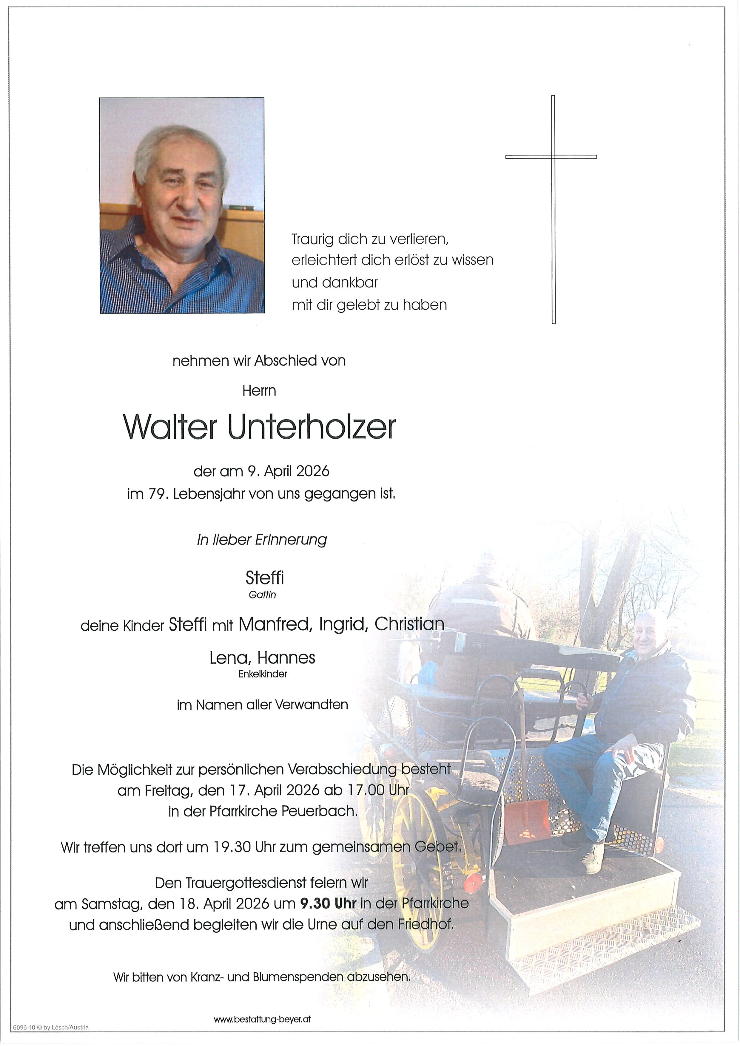 Traueranzeige von Walter Unterholzer