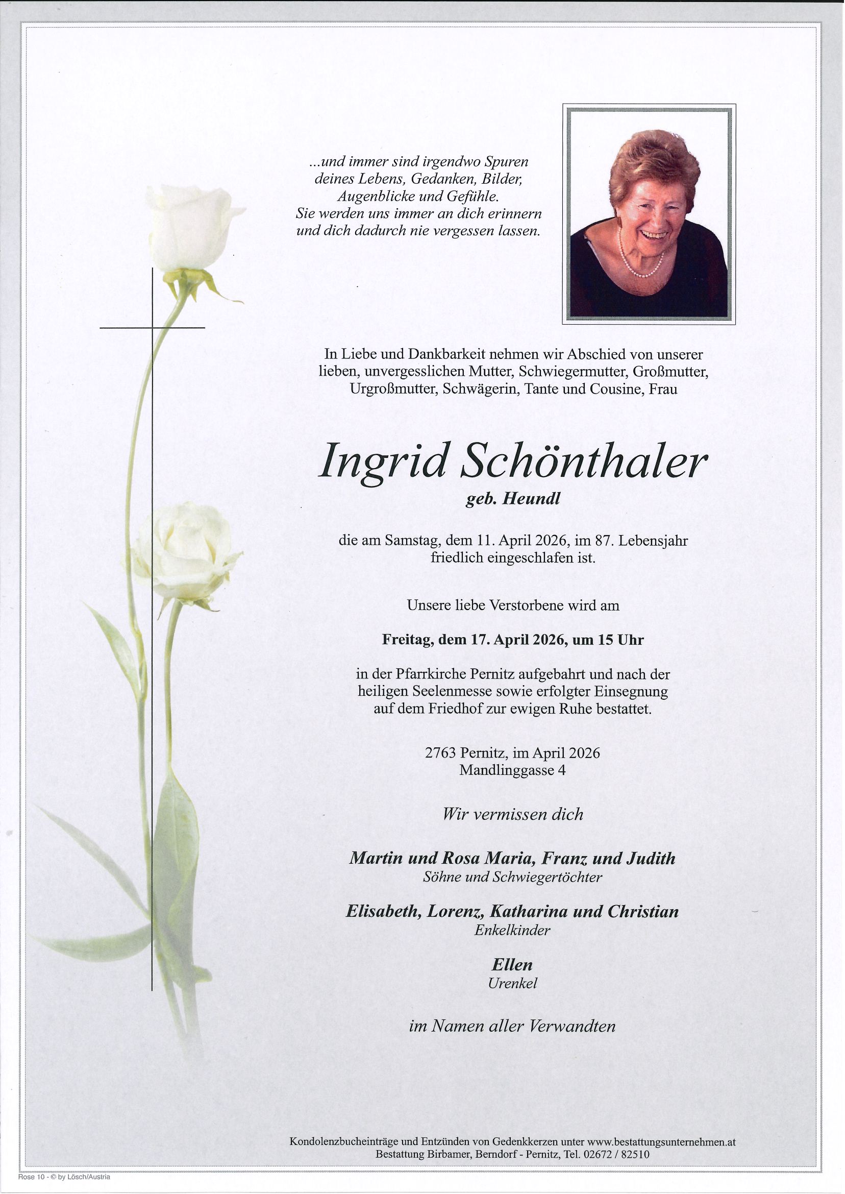 Traueranzeige von Ingrid Schönthaler