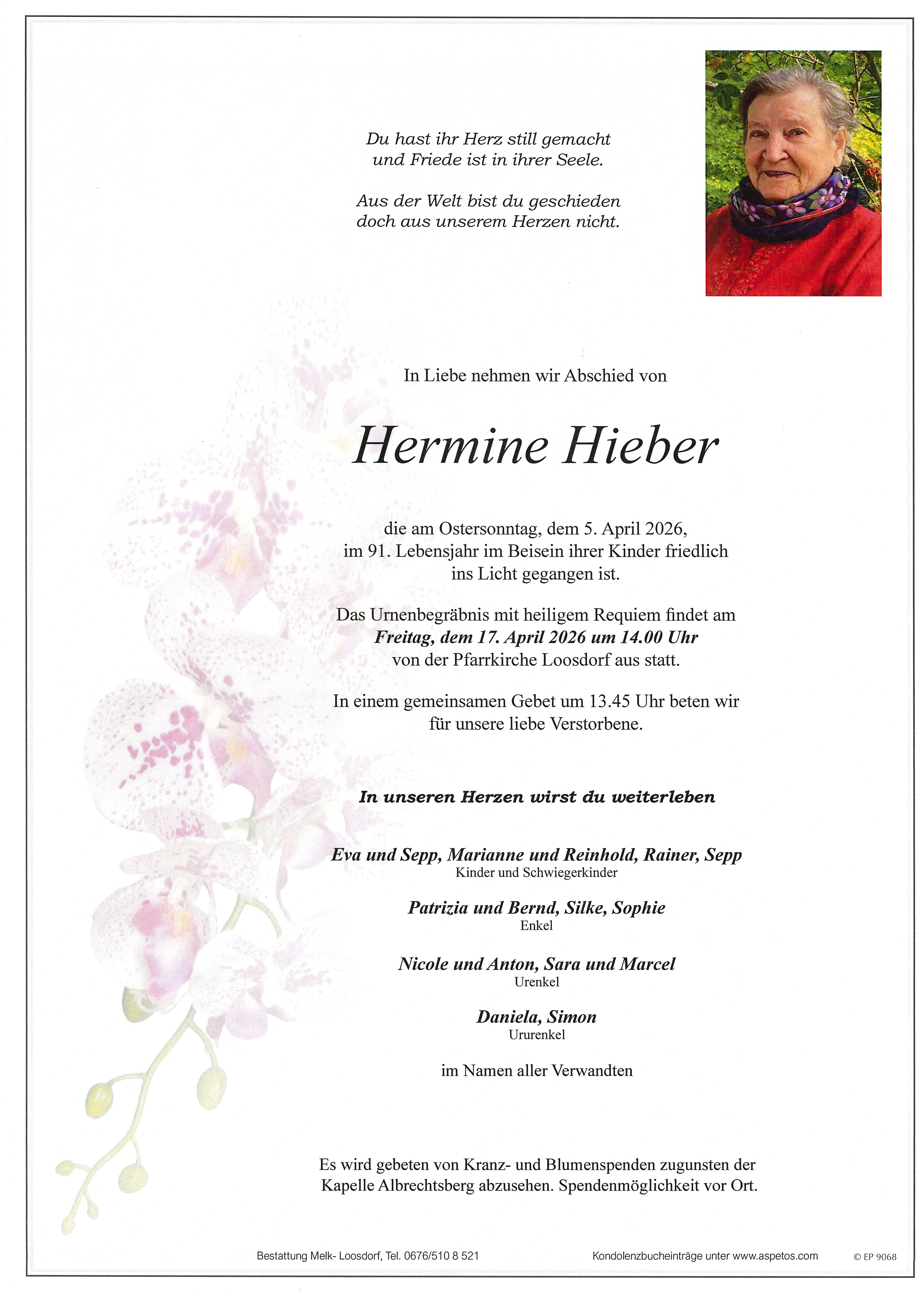 Traueranzeige von Hermine Hieber