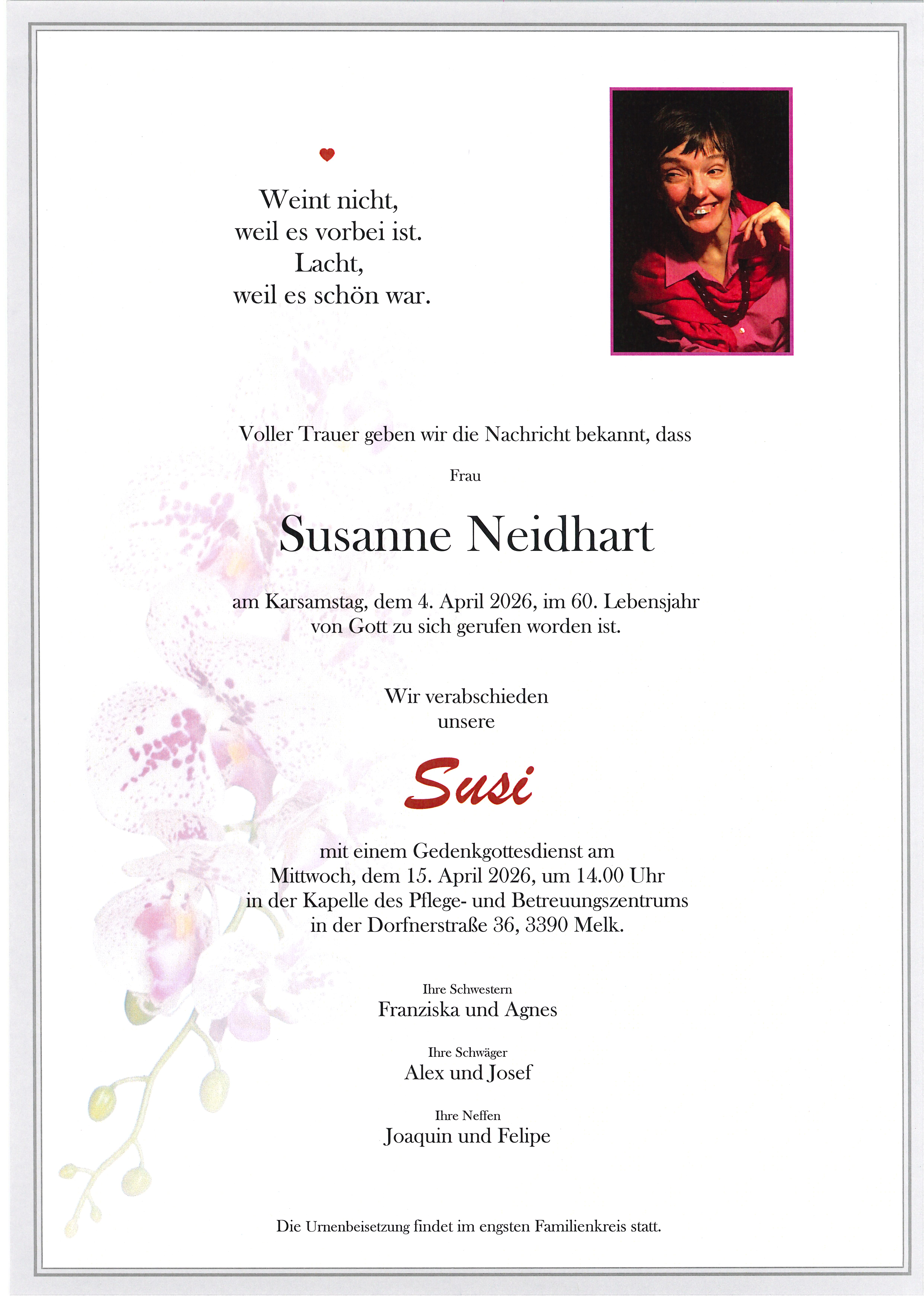 Traueranzeige von Susanne Neidhart