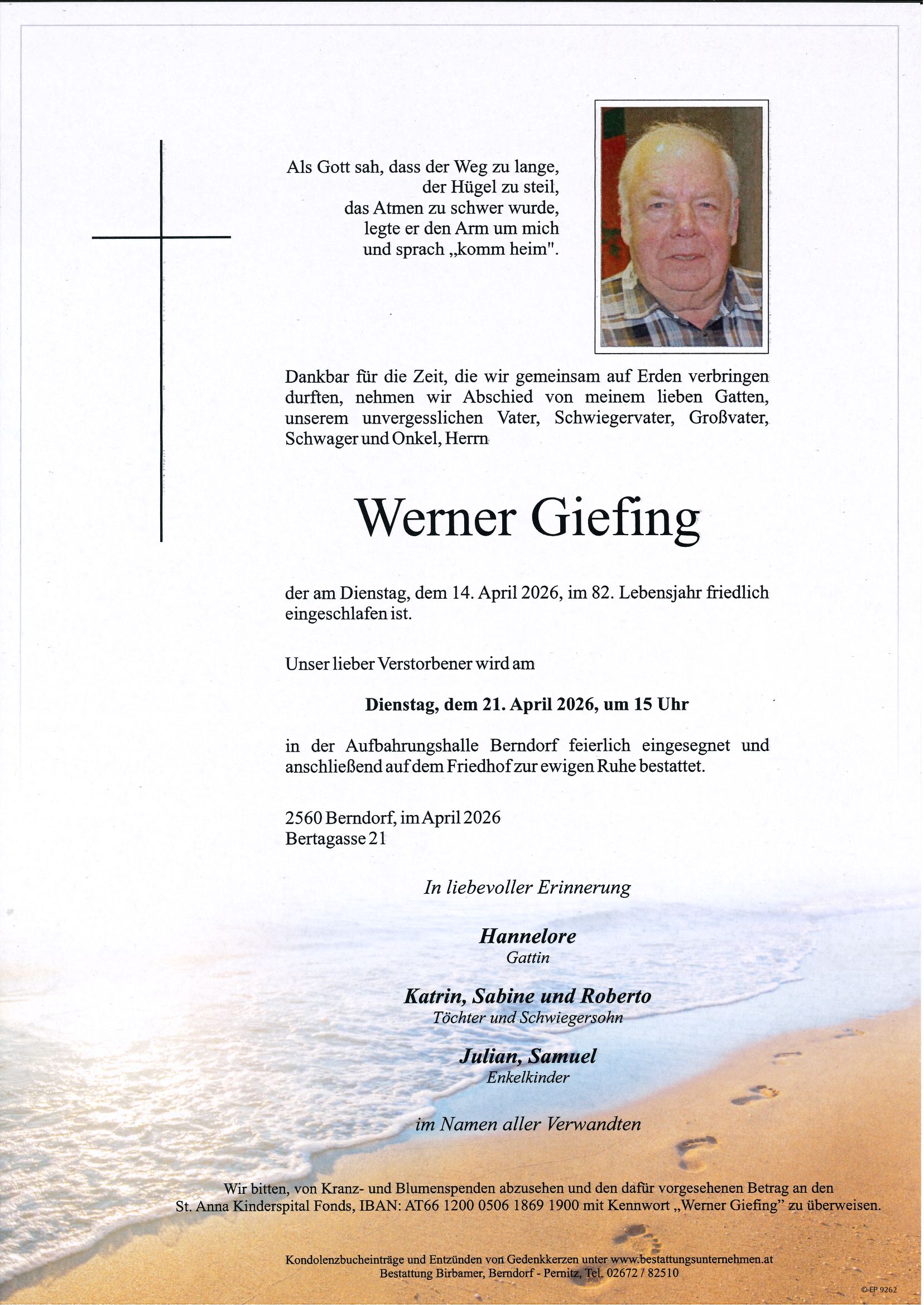 Traueranzeige von Werner Giefing