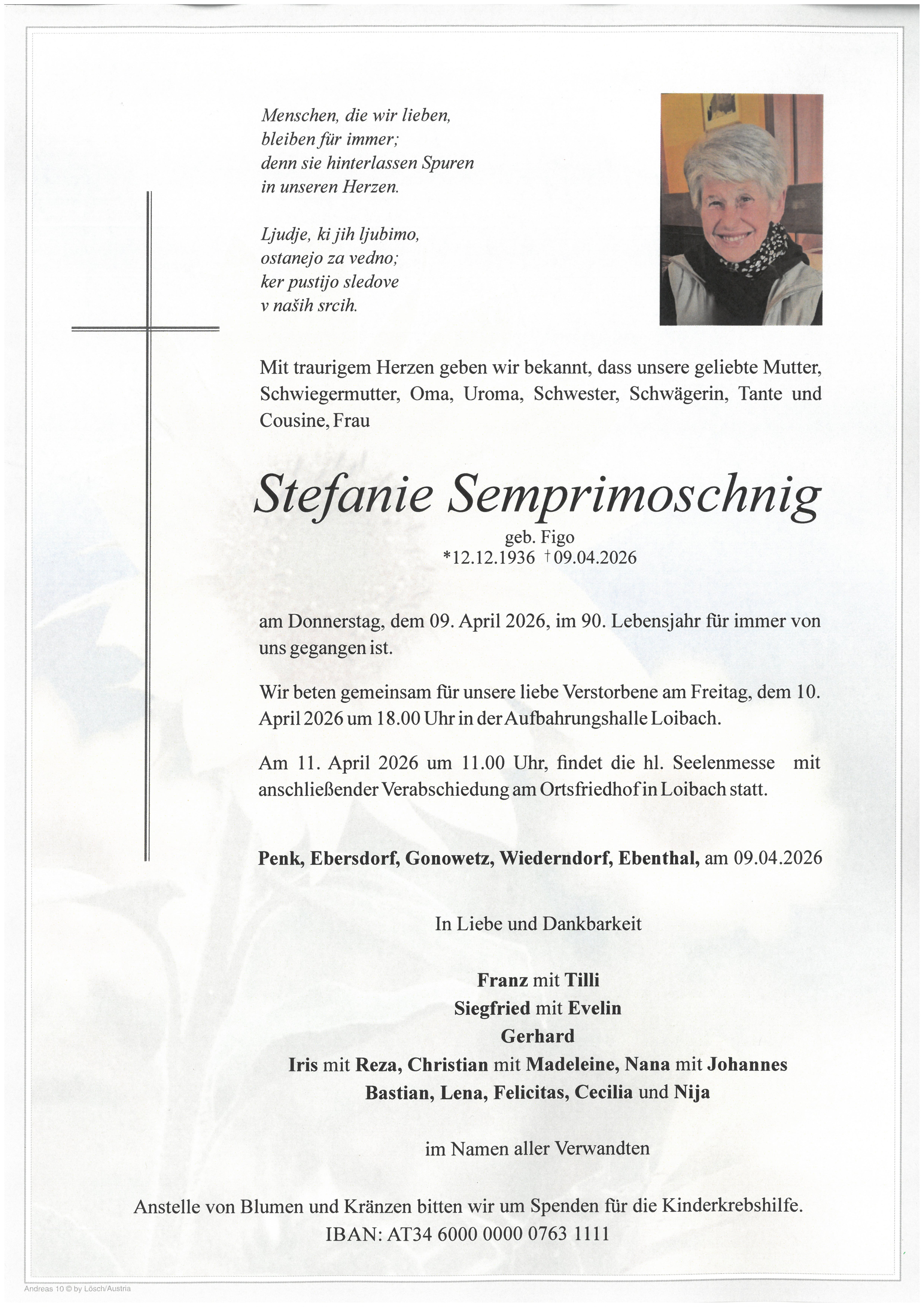 Traueranzeige von Stefanie Semprimoschnig