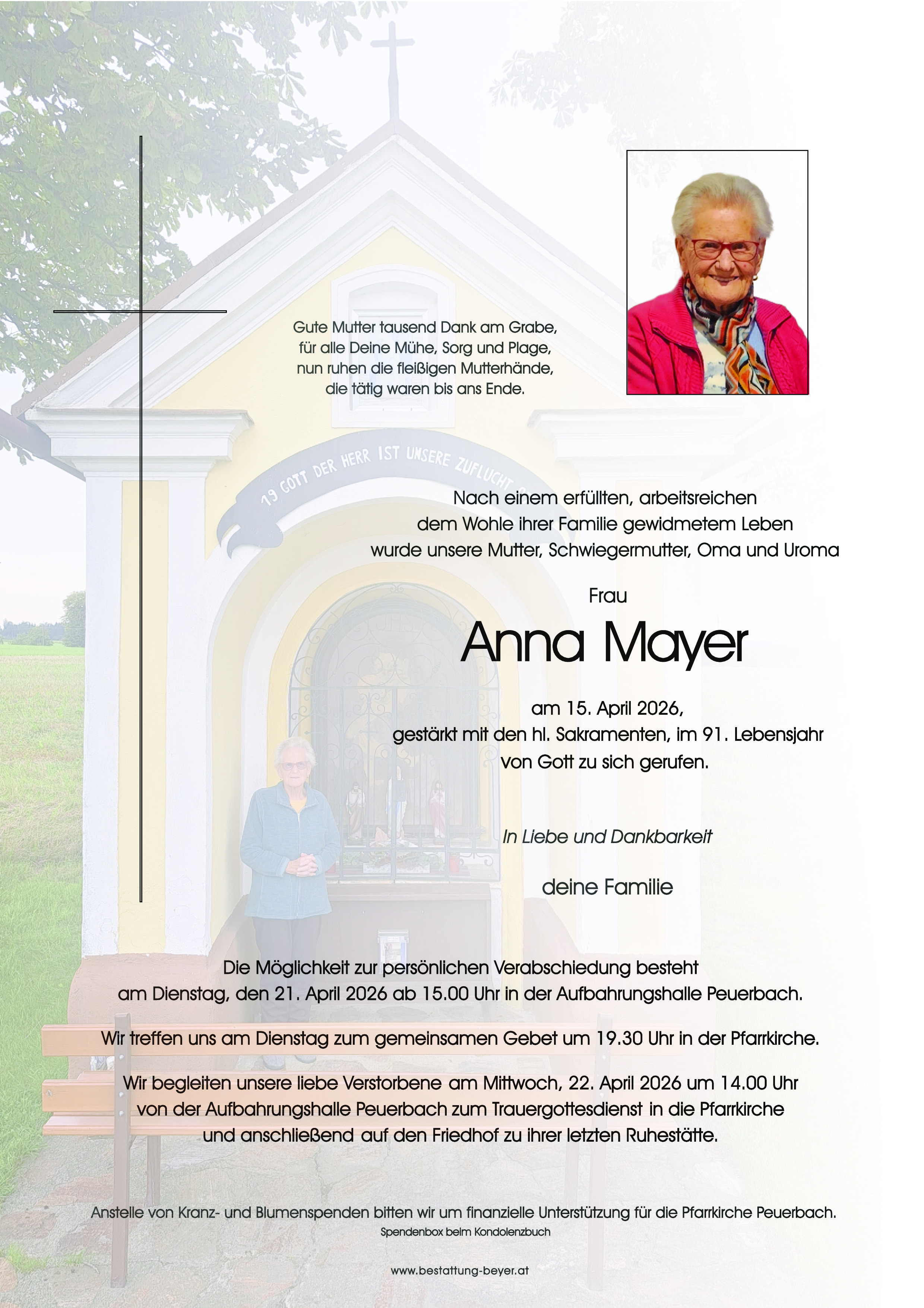 Traueranzeige von Anna Mayer
