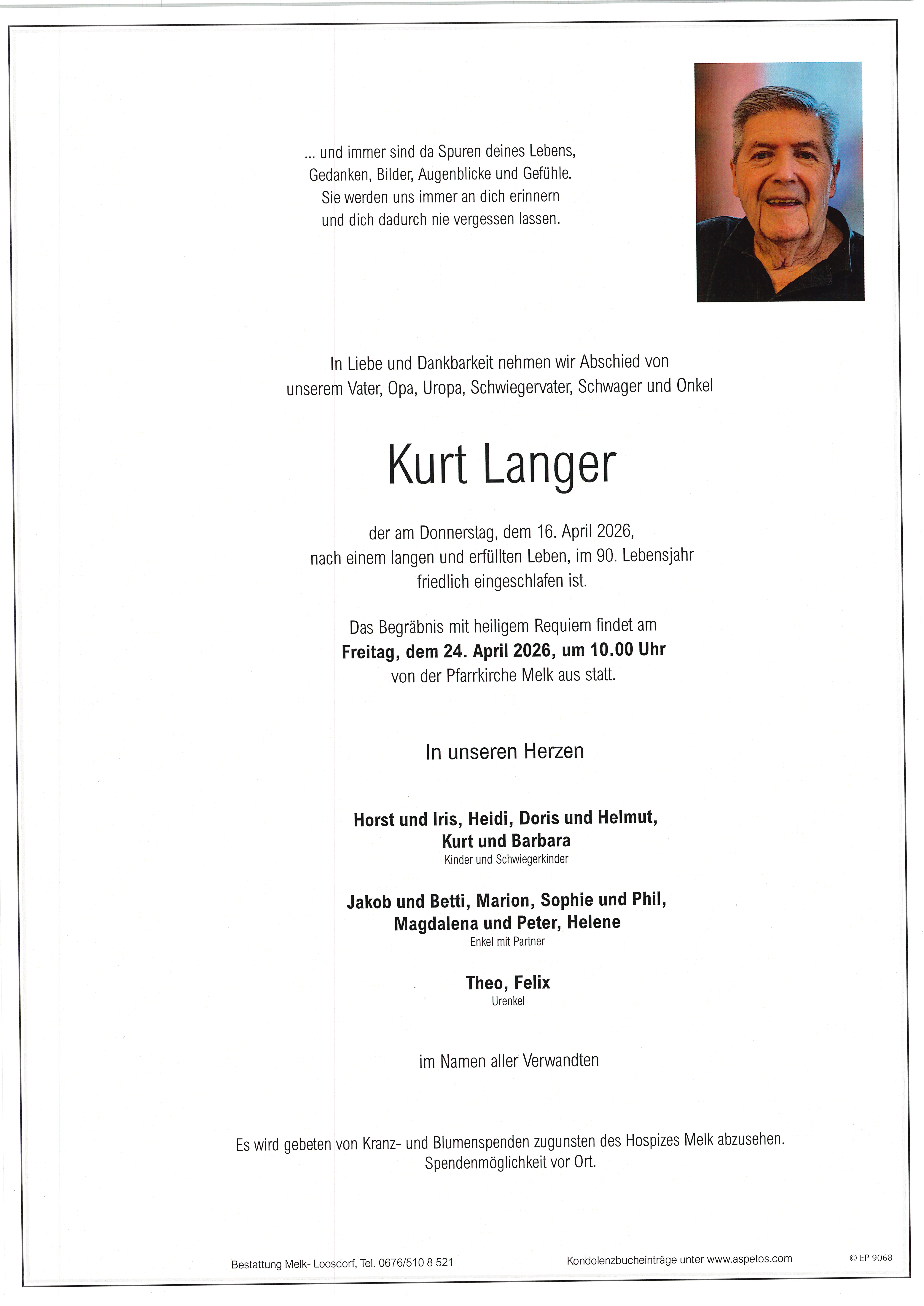 Traueranzeige von Kurt Langer