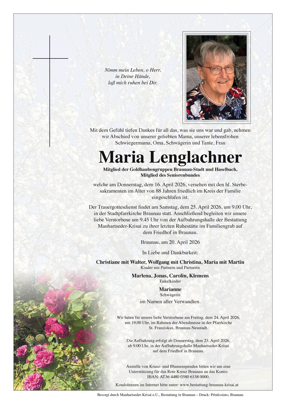 Traueranzeige von Maria Lenglachner