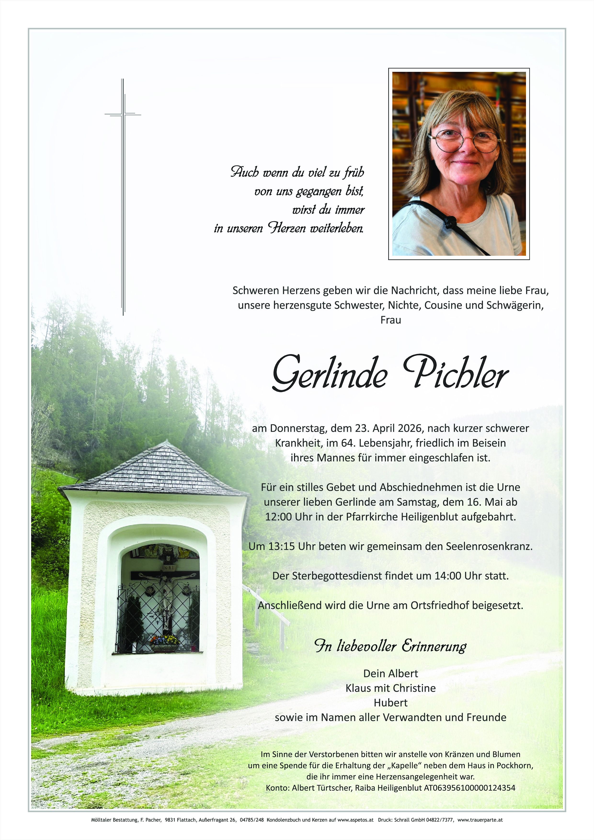 Traueranzeige von Gerlinde Pichler