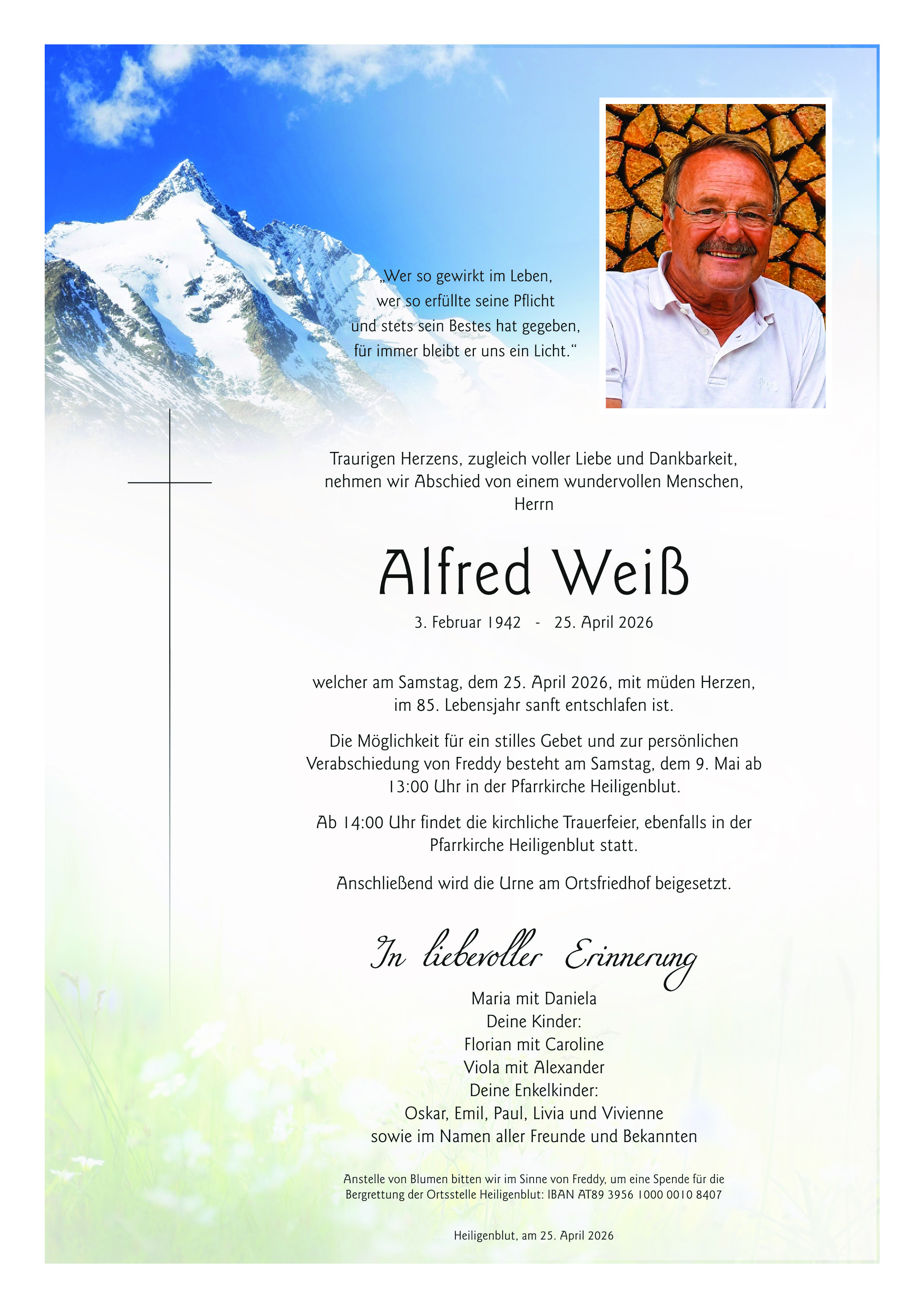 Traueranzeige von Alfred Weiß