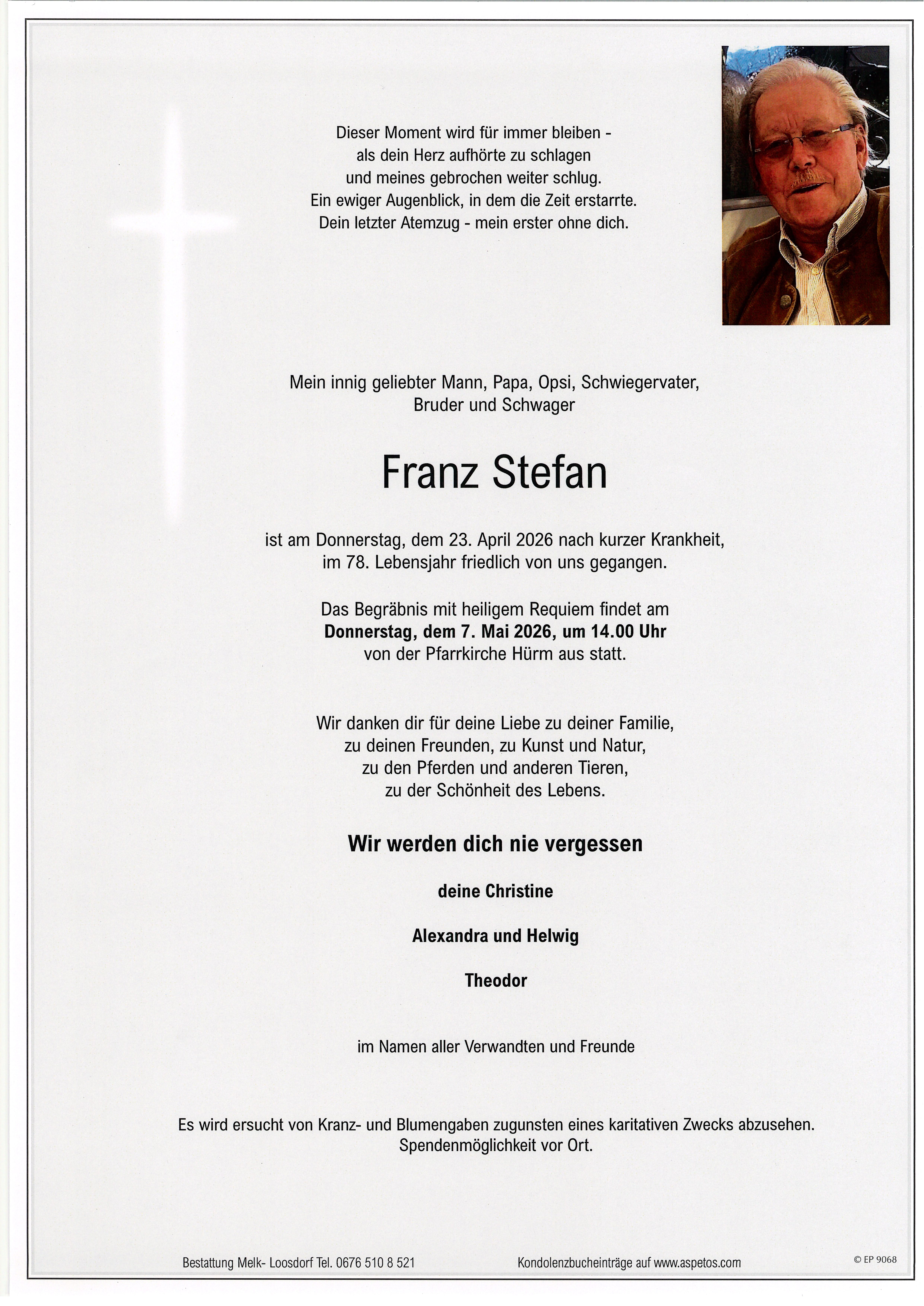 Traueranzeige von Franz Stefan Nemeth