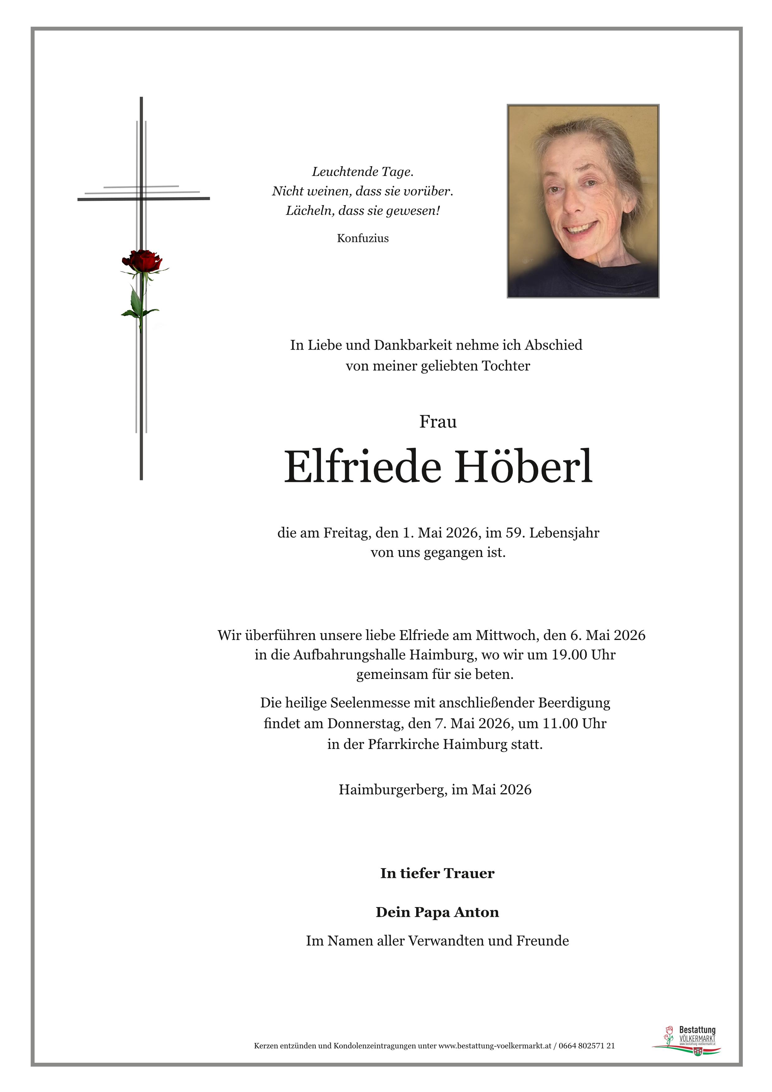Traueranzeige von Elfriede Höberl