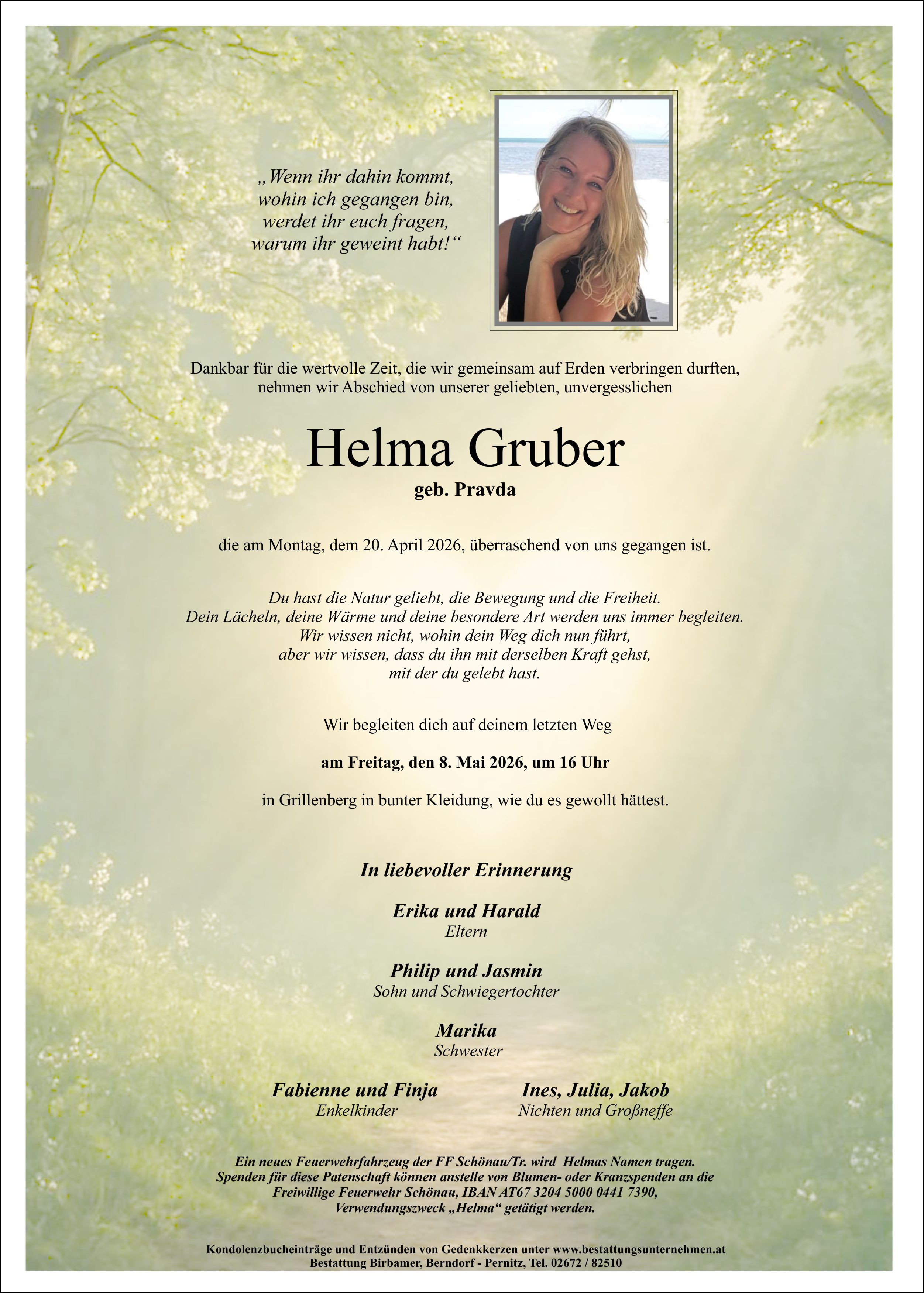 Traueranzeige von Helma Gruber