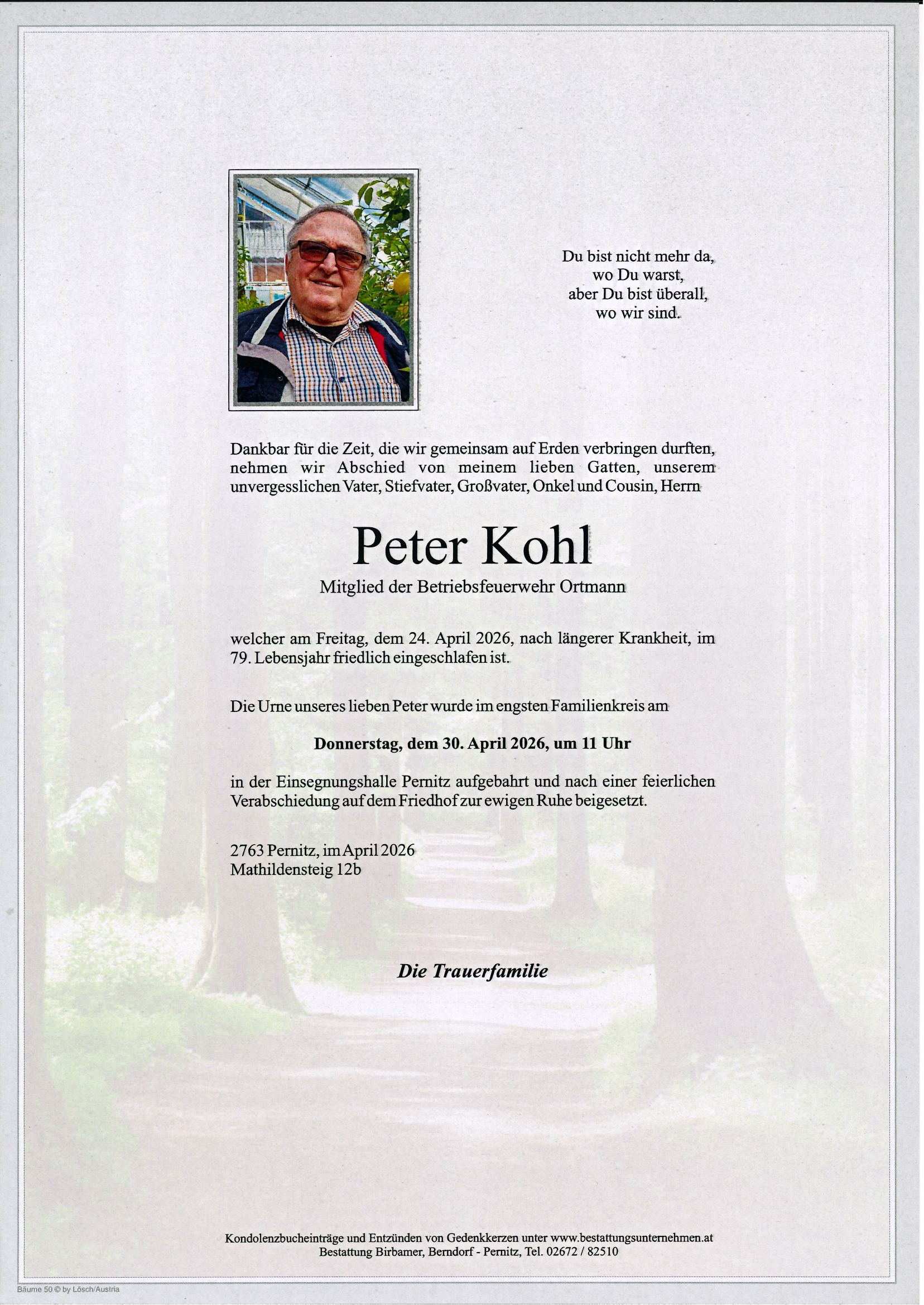 Traueranzeige von Peter Kohl