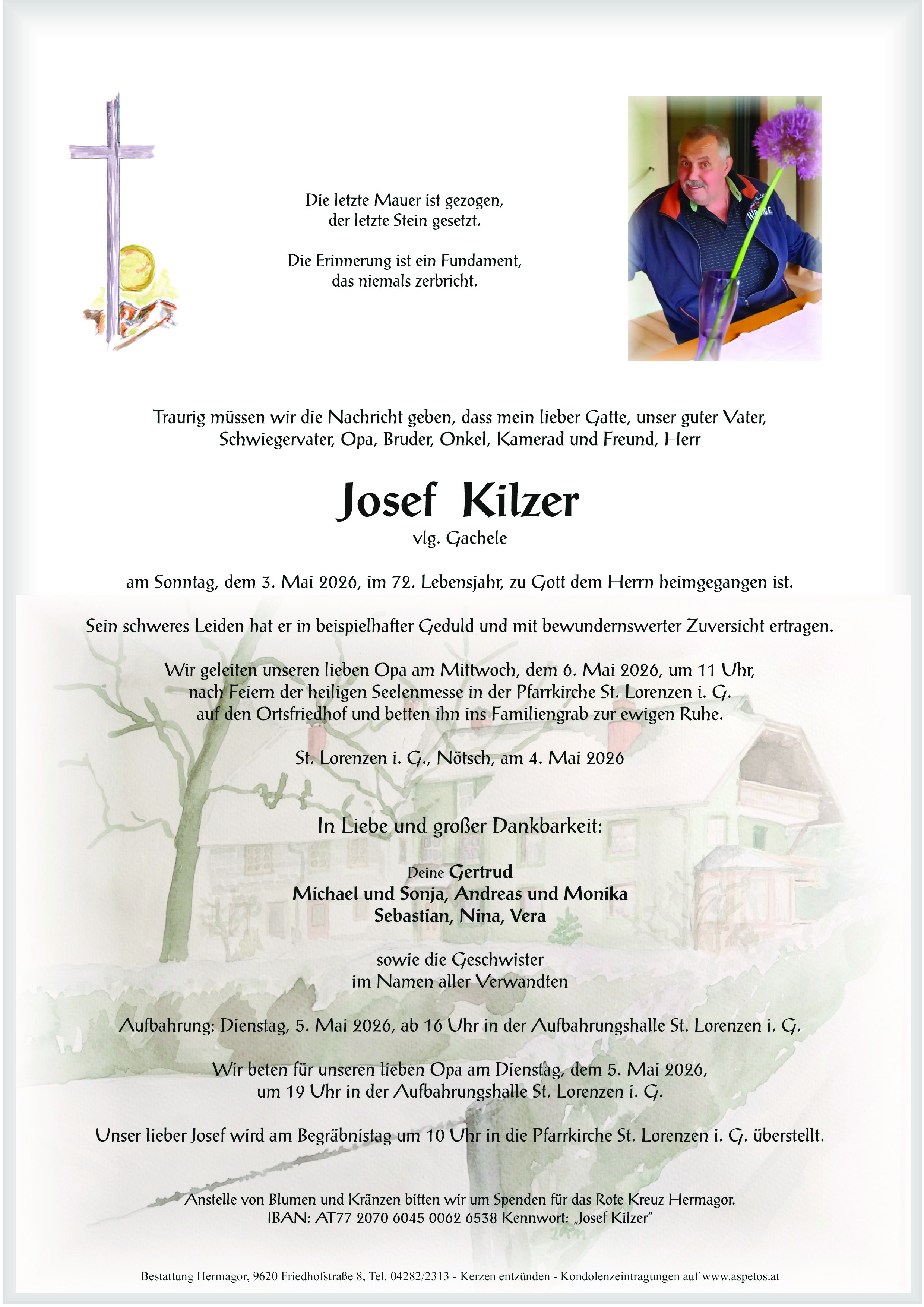 Traueranzeige von Josef Kilzer vlg. Gachele