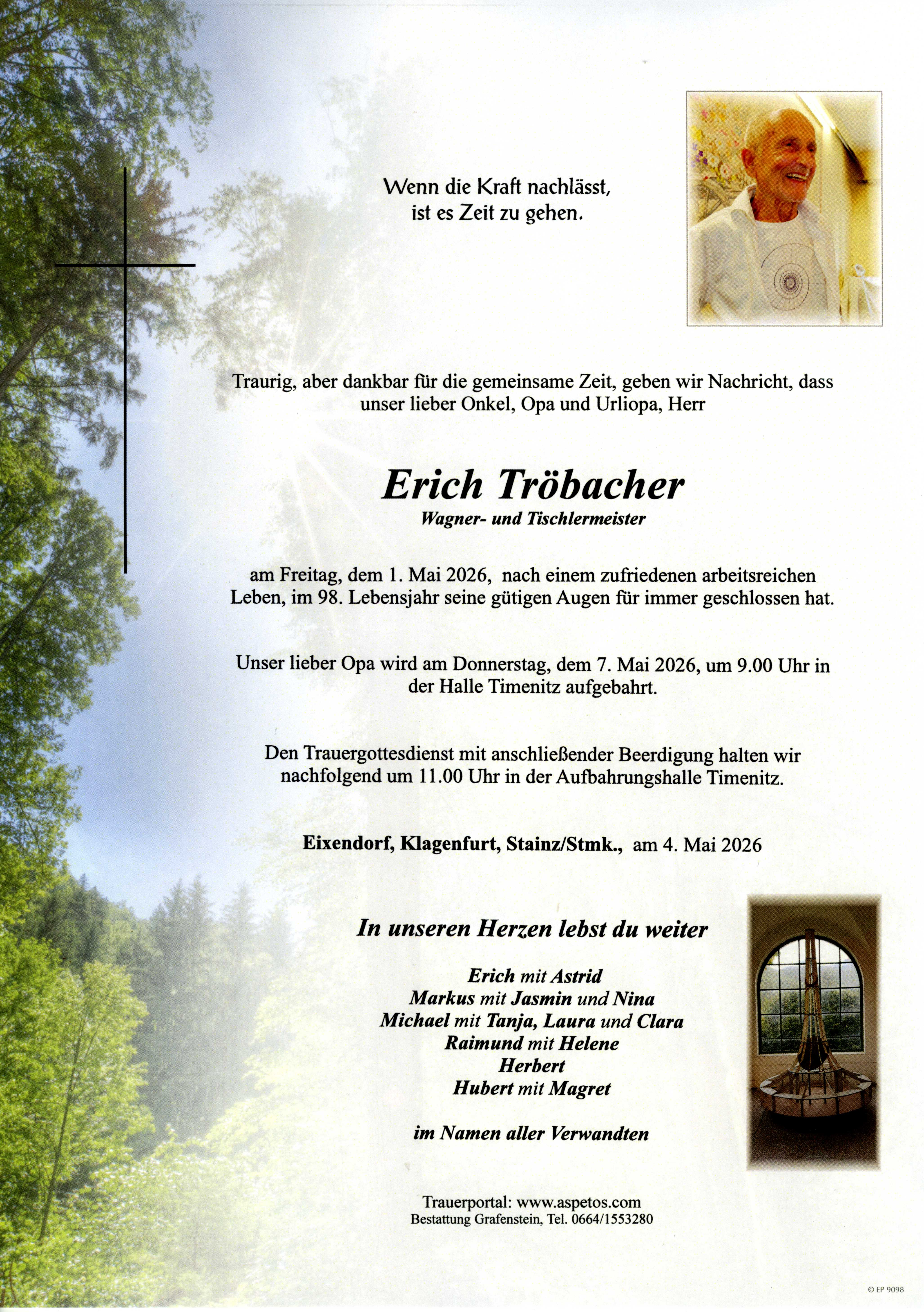 Traueranzeige von Erich Tröbacher