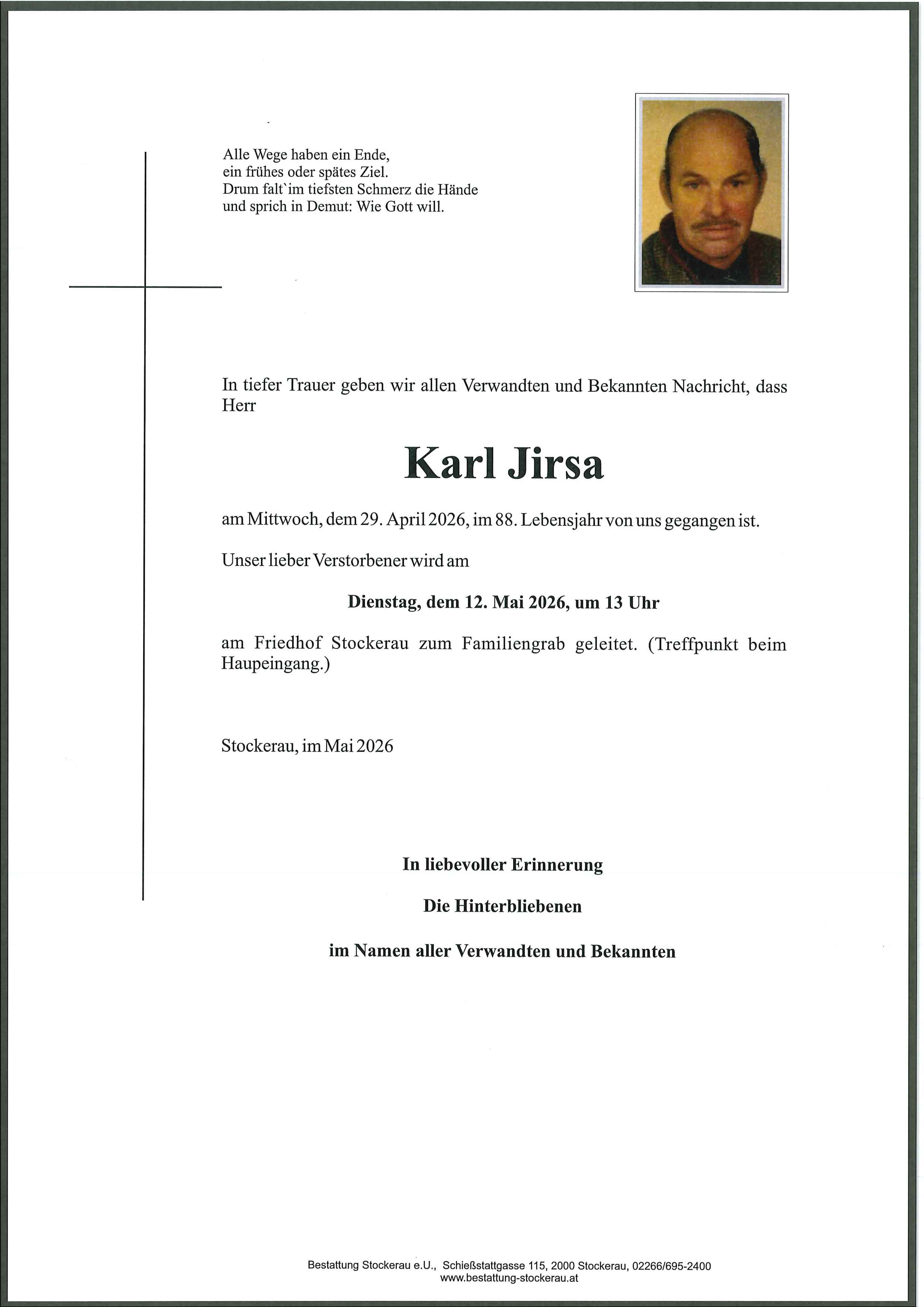 Traueranzeige von Karl Jirsa