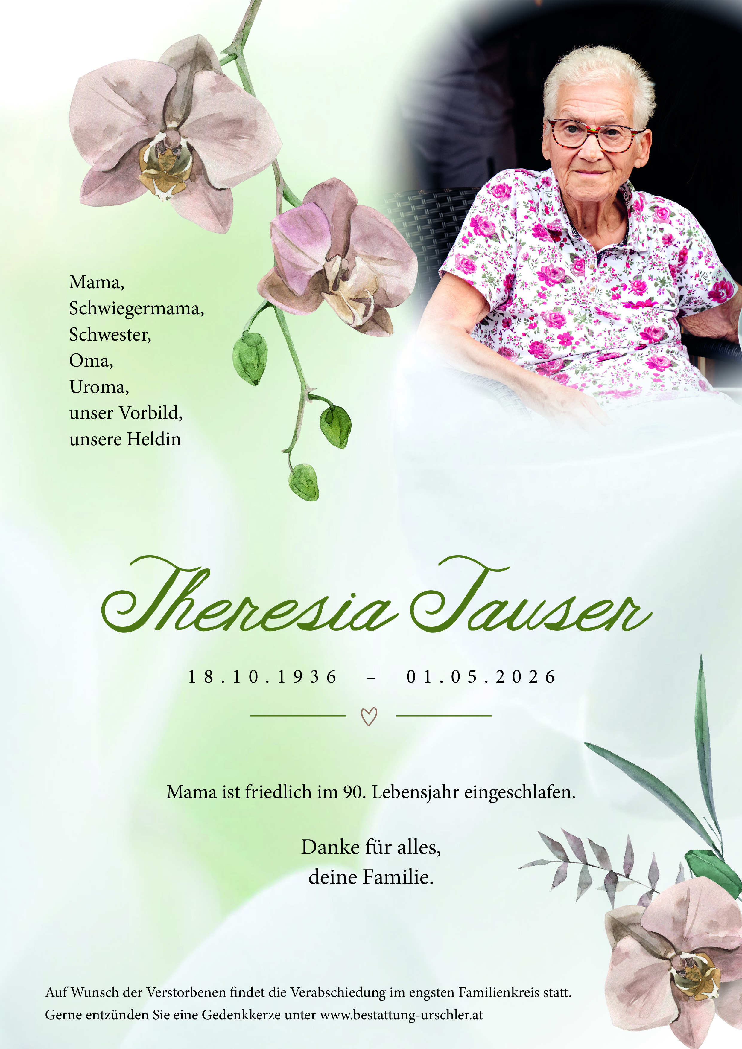 Traueranzeige von Theresia Tauser