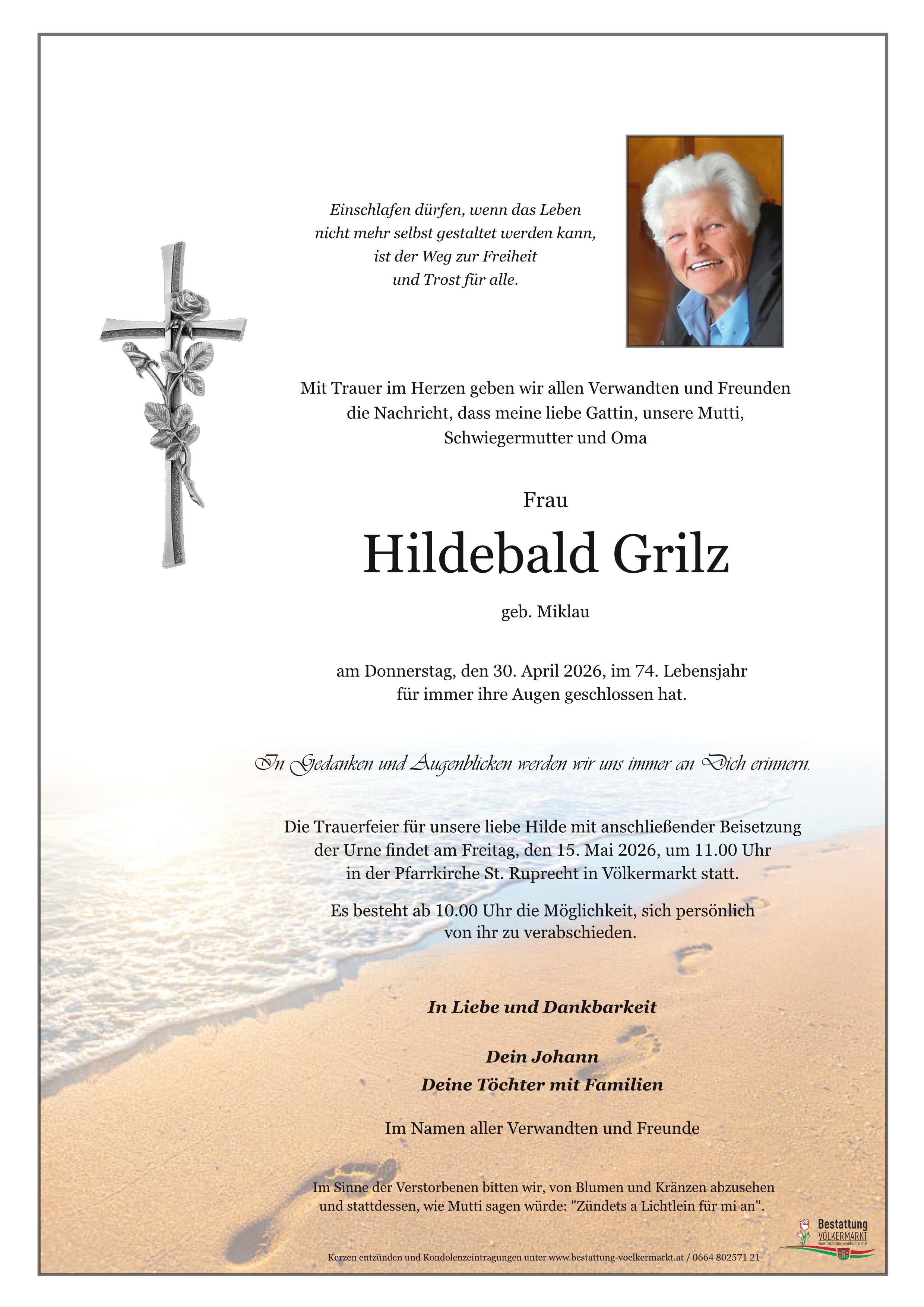 Traueranzeige von Hildebald Grilz