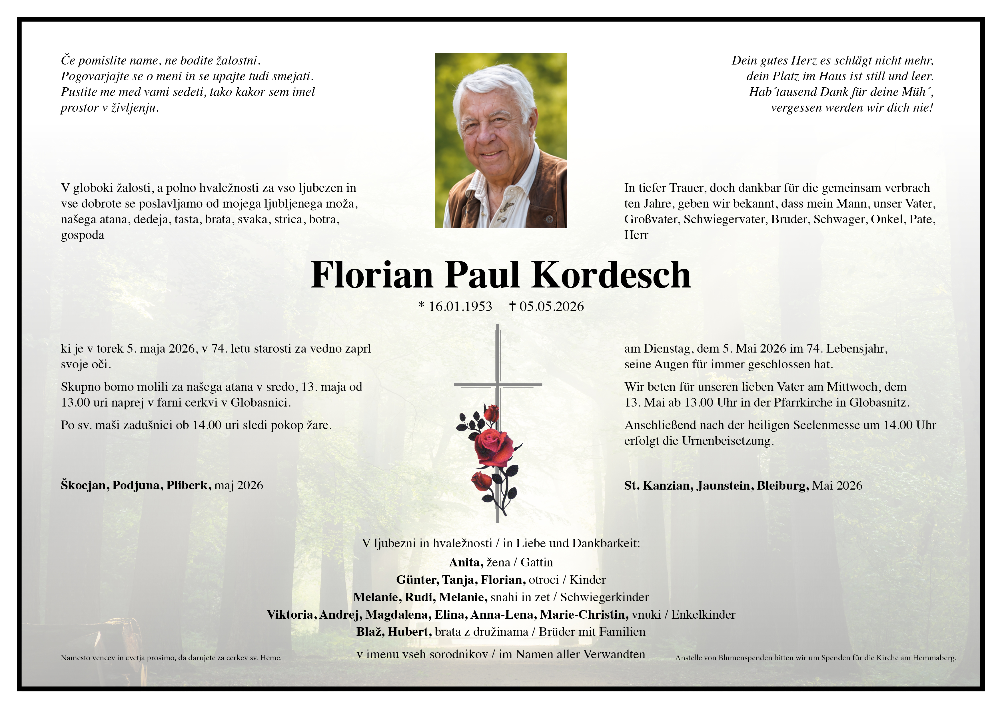 Traueranzeige von Florian Paul Kordesch