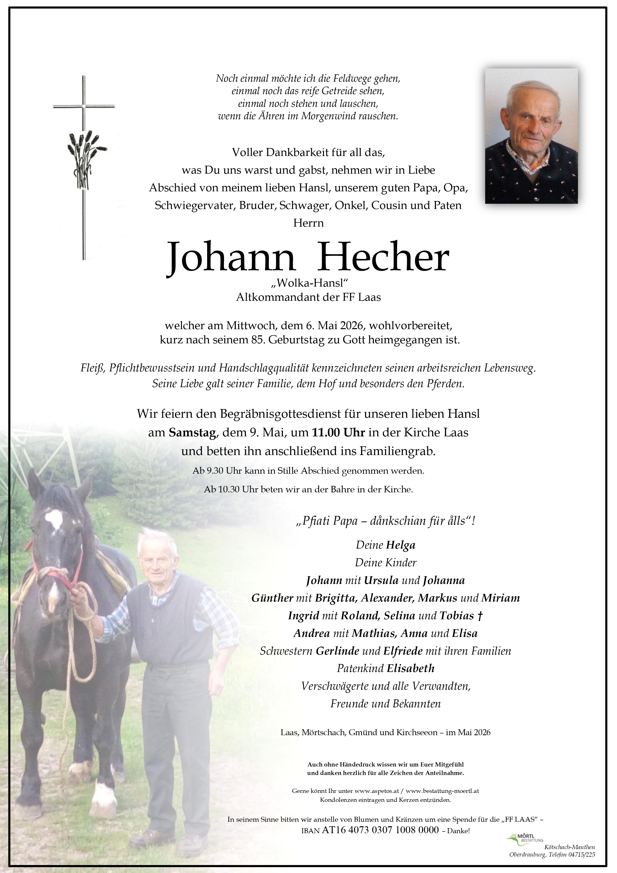 Traueranzeige von Johann Hecher