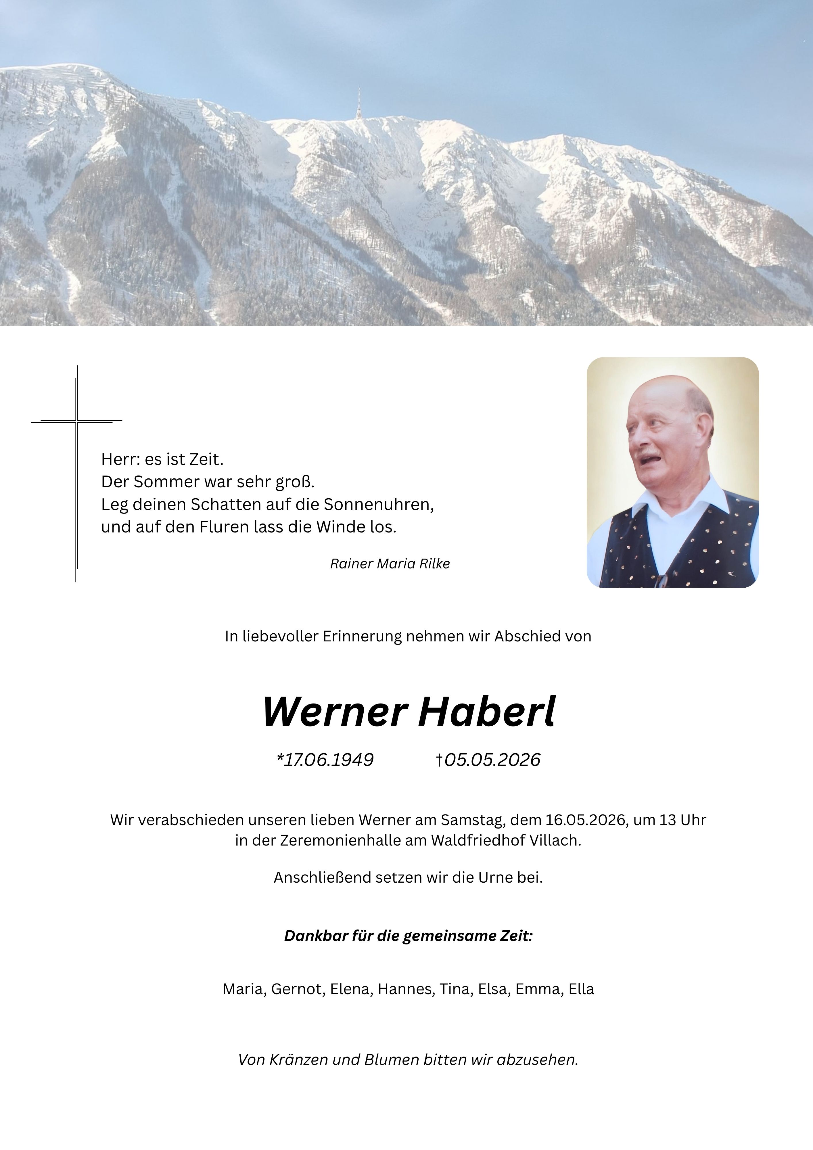 Traueranzeige von Werner Haberl