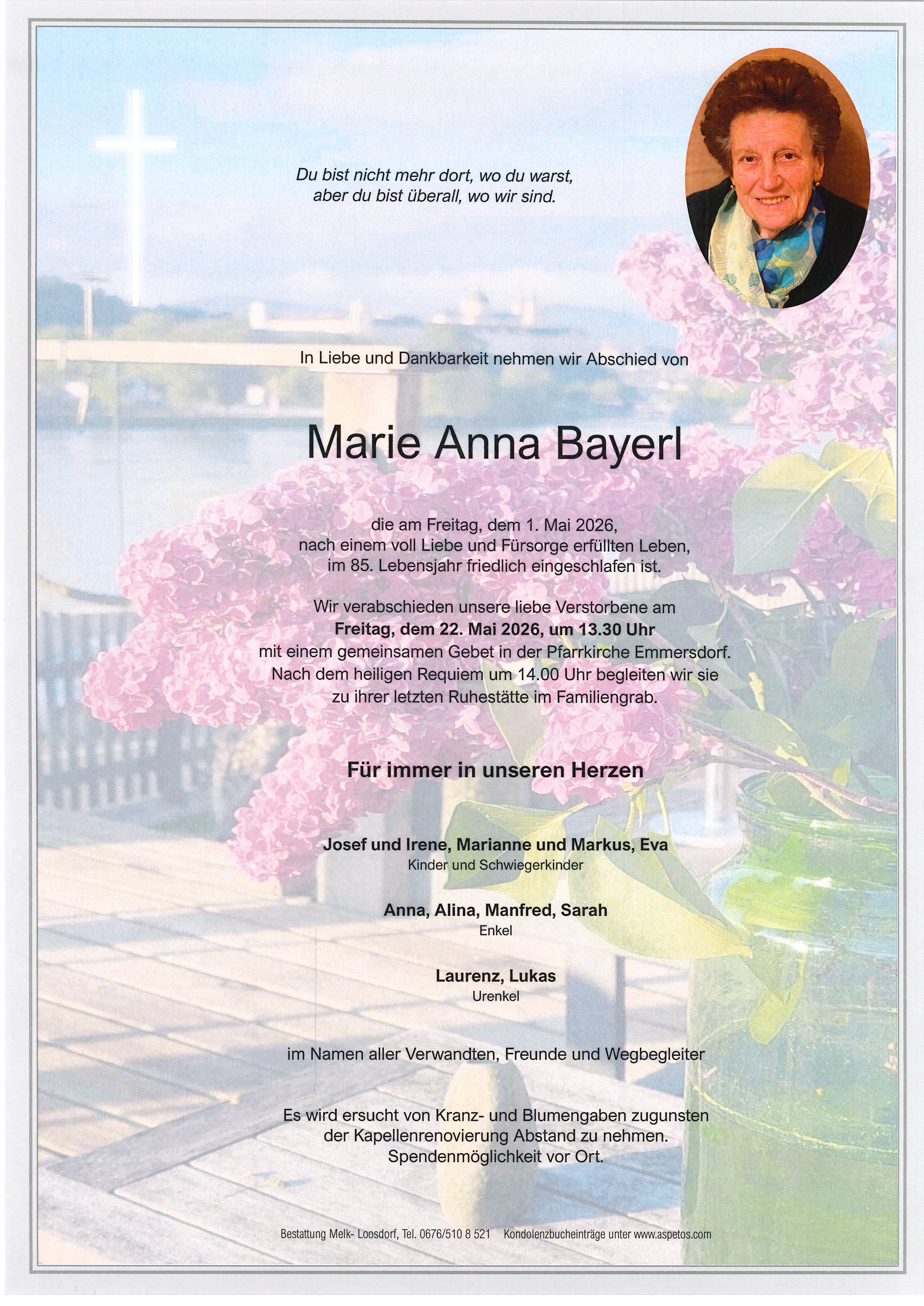 Traueranzeige von Marie Anna Bayerl
